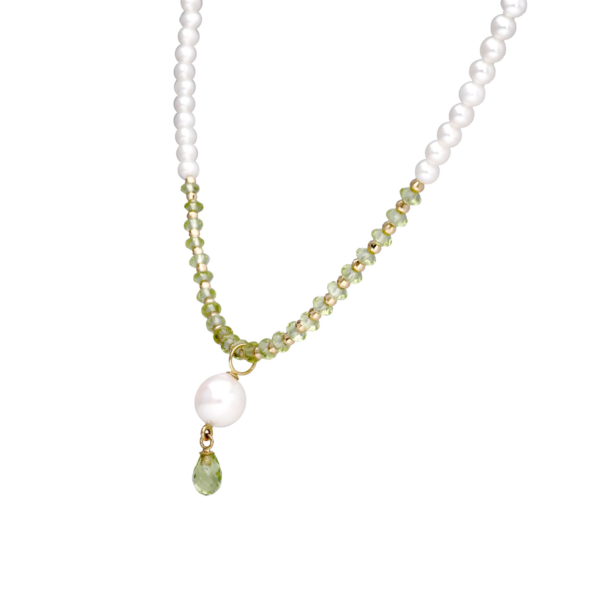 【限定数6】ペリドット/パール K18ネックレス(アコヤ真珠/7mm)《25T10205》