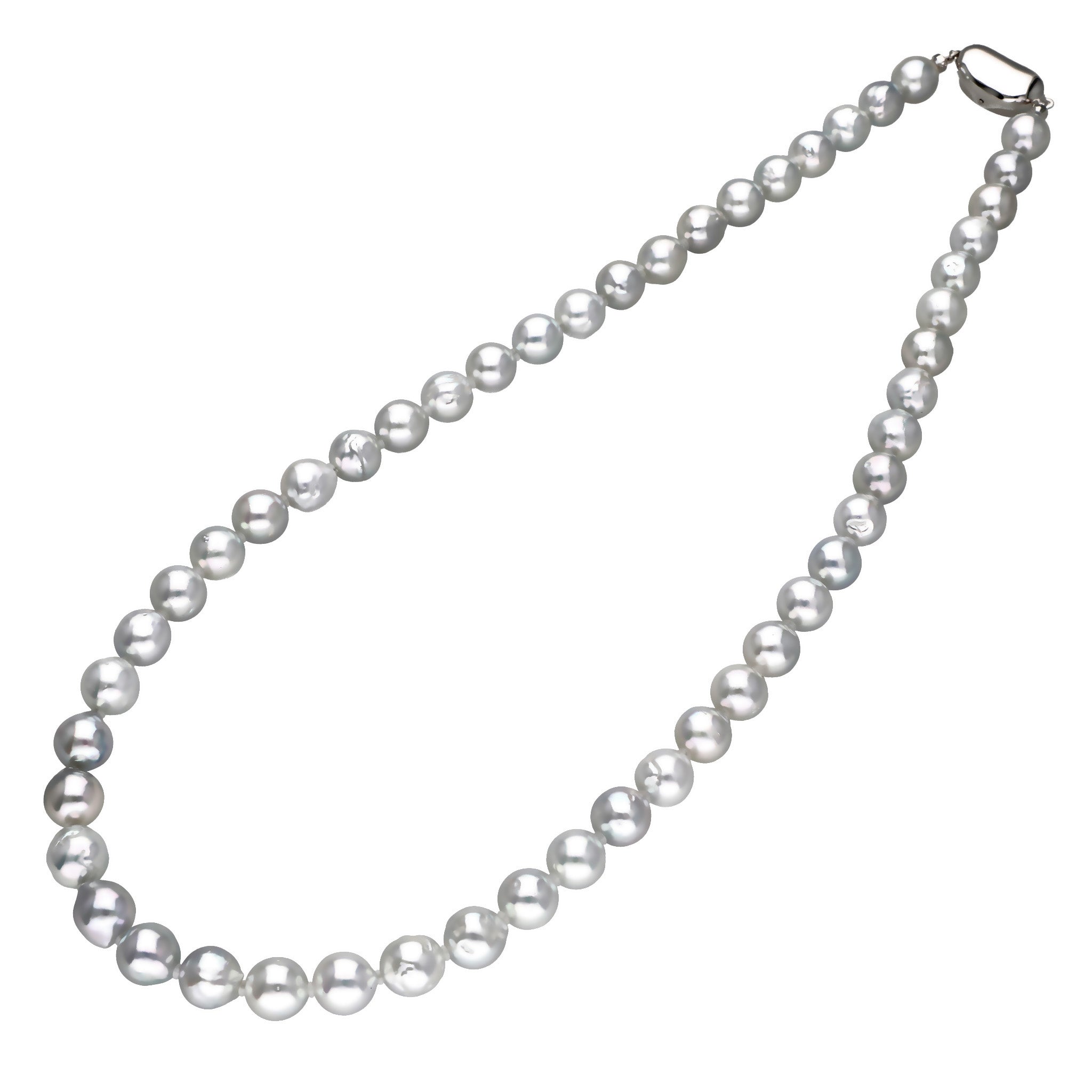 12-6あこやナチュラルバロックネックレス連 あこや真珠 ナチュラルブルー バロック 7.5mm ネックレス 40cm