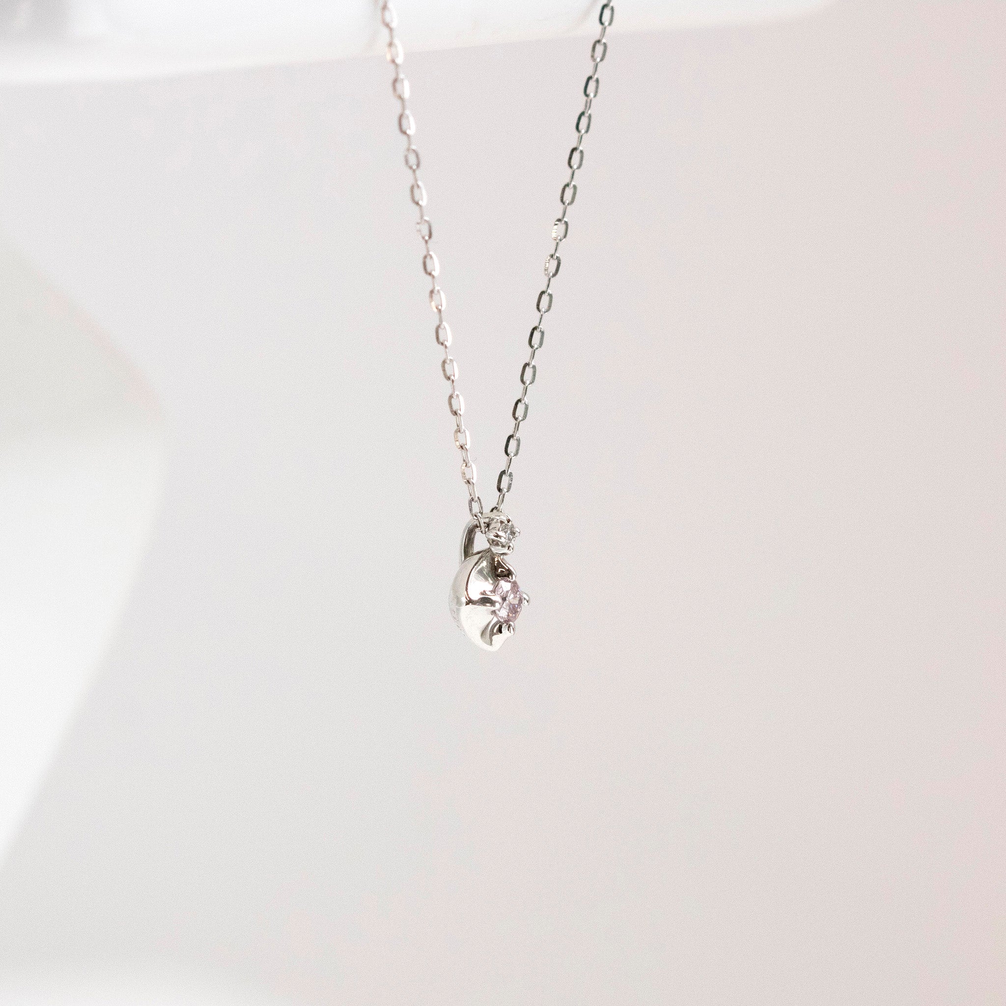 【美品】オレンジサファイア　ダイヤネックレス　1.078/0.03ct　プラチナ プラチナ/K18イエローゴールド鑑定書付ダイヤモンドネックレス