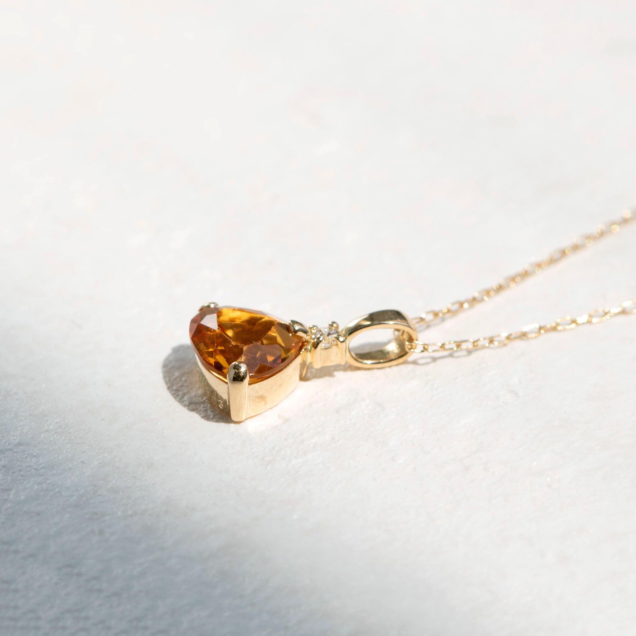 シトリン/ダイヤモンド K18ネックレス(11月誕生石)《25T10259》