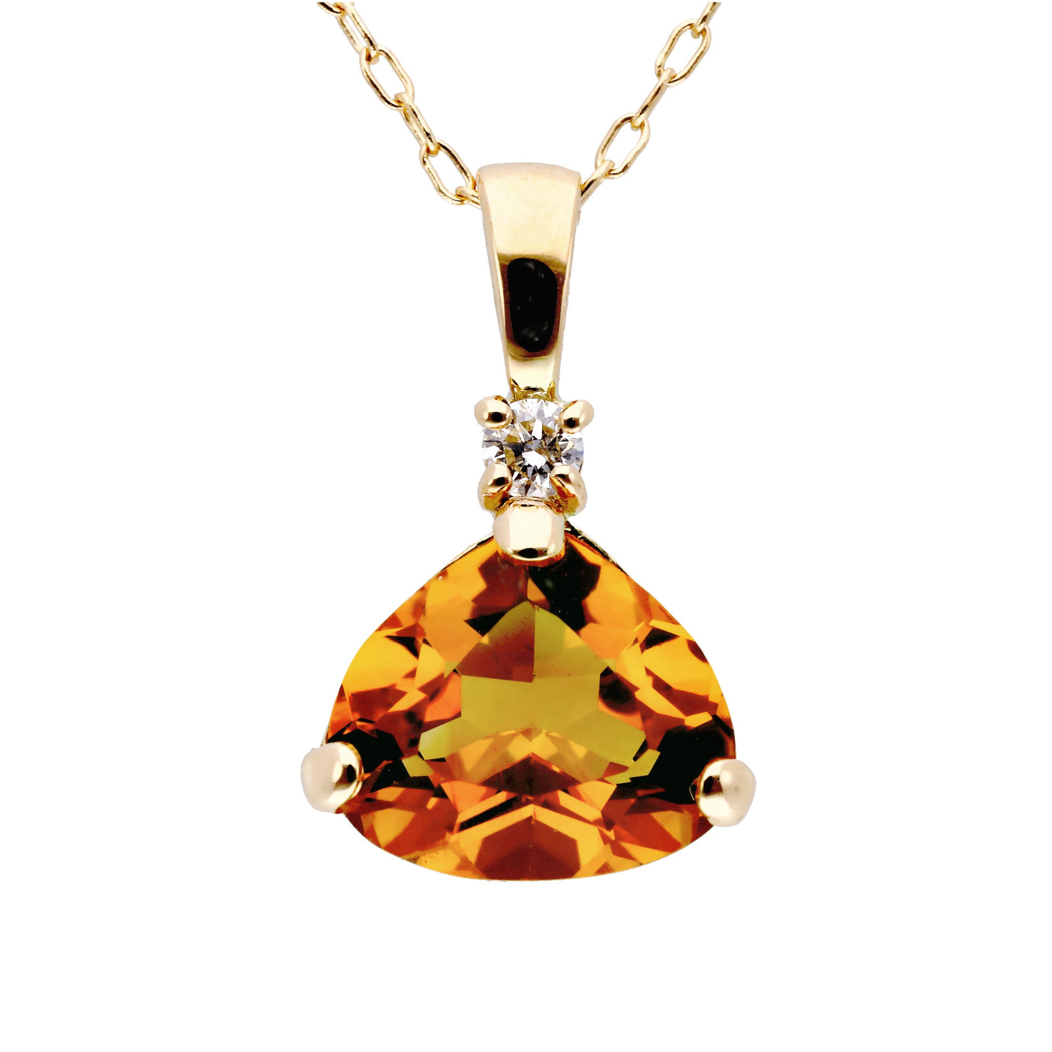 シトリン/ダイヤモンド K18ネックレス(11月誕生石)《25T10259》