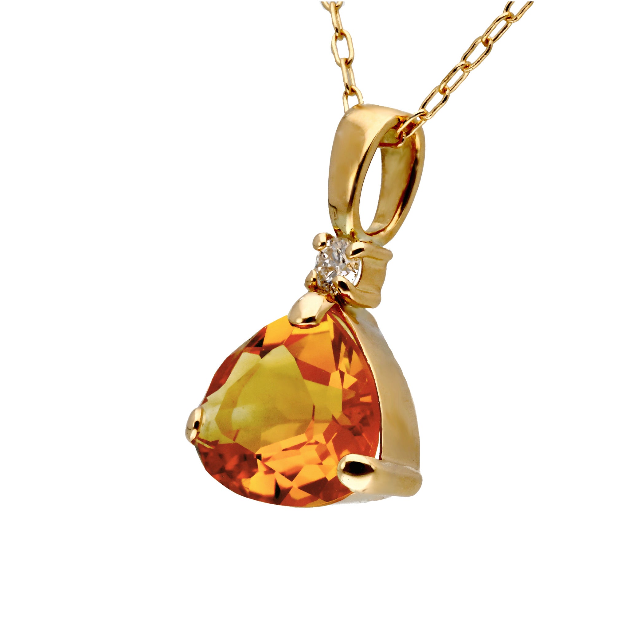 シトリン/ダイヤモンド K18ネックレス(11月誕生石)《25T10259》