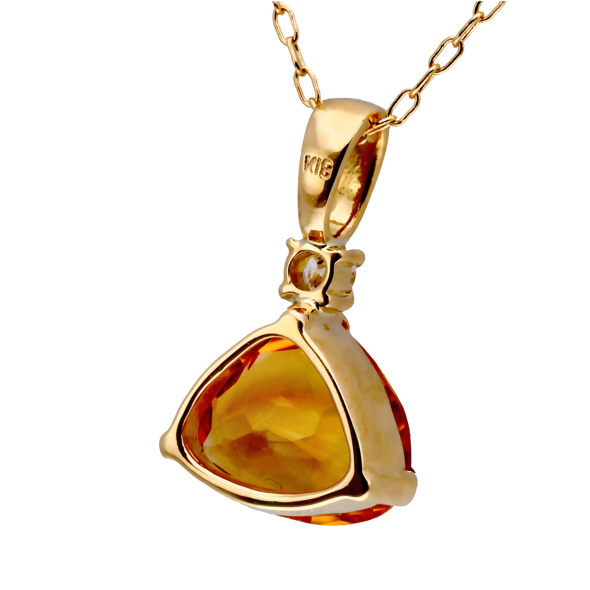 シトリン/ダイヤモンド K18ネックレス(11月誕生石)《25T10259》