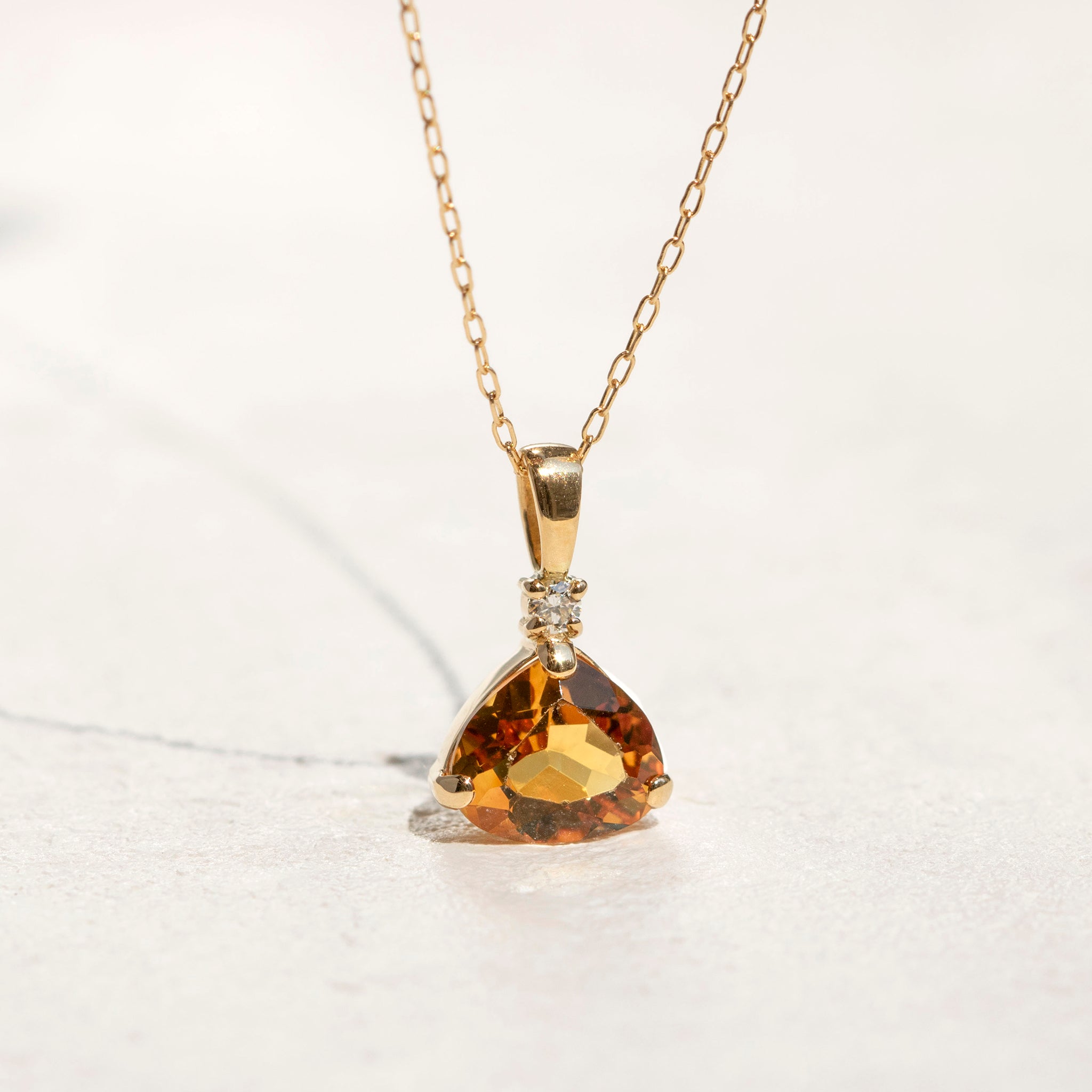 シトリン/ダイヤモンド K18ネックレス(11月誕生石)《25T10259》