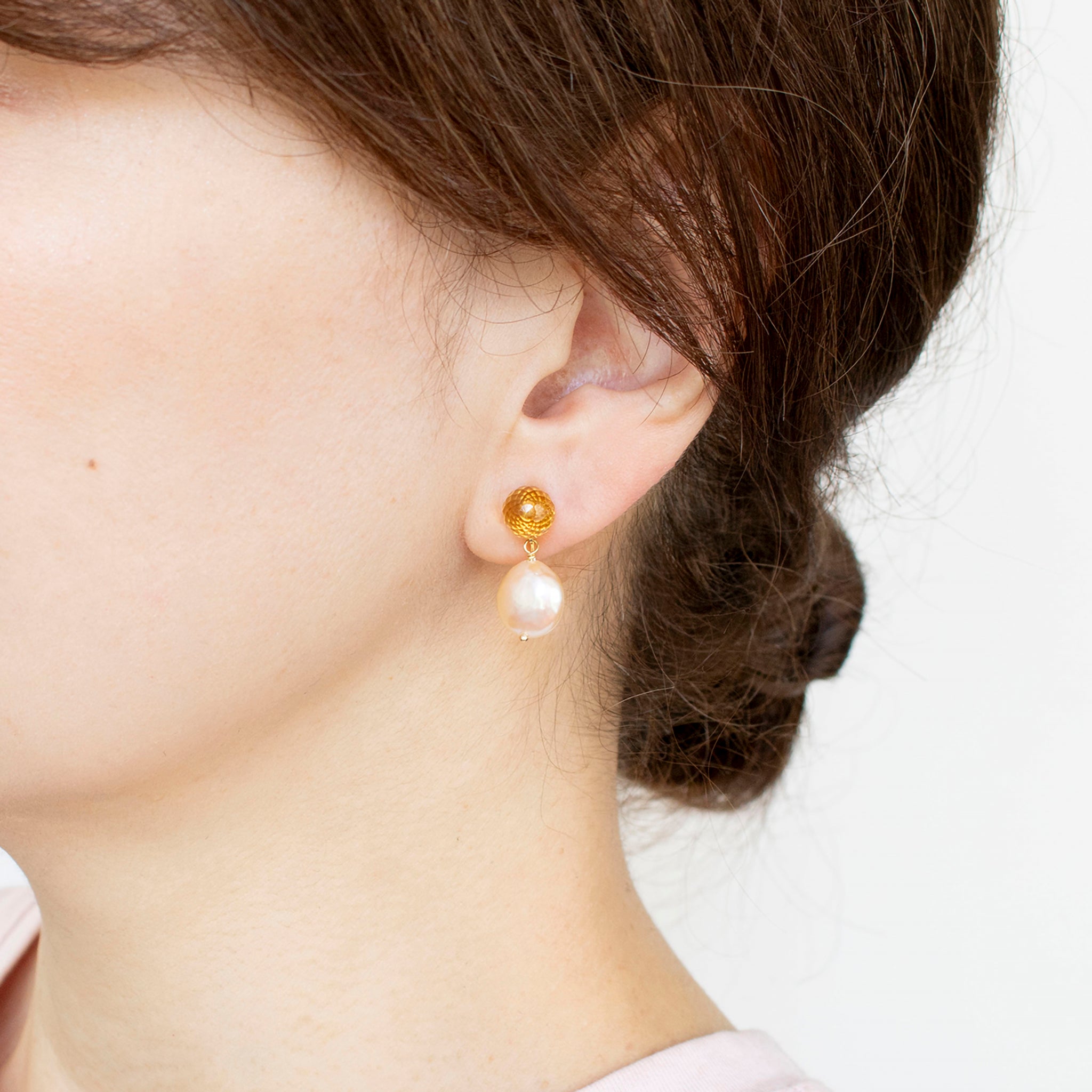 シトリン/パール シルバーイヤリング(淡水真珠)《25T10260》