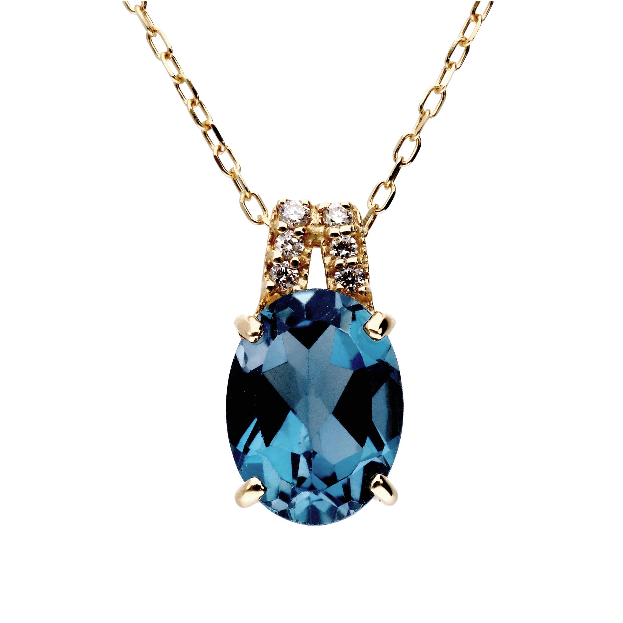 ブルートパーズ/ダイヤモンド K18ネックレス(11月誕生石)《25T10262》