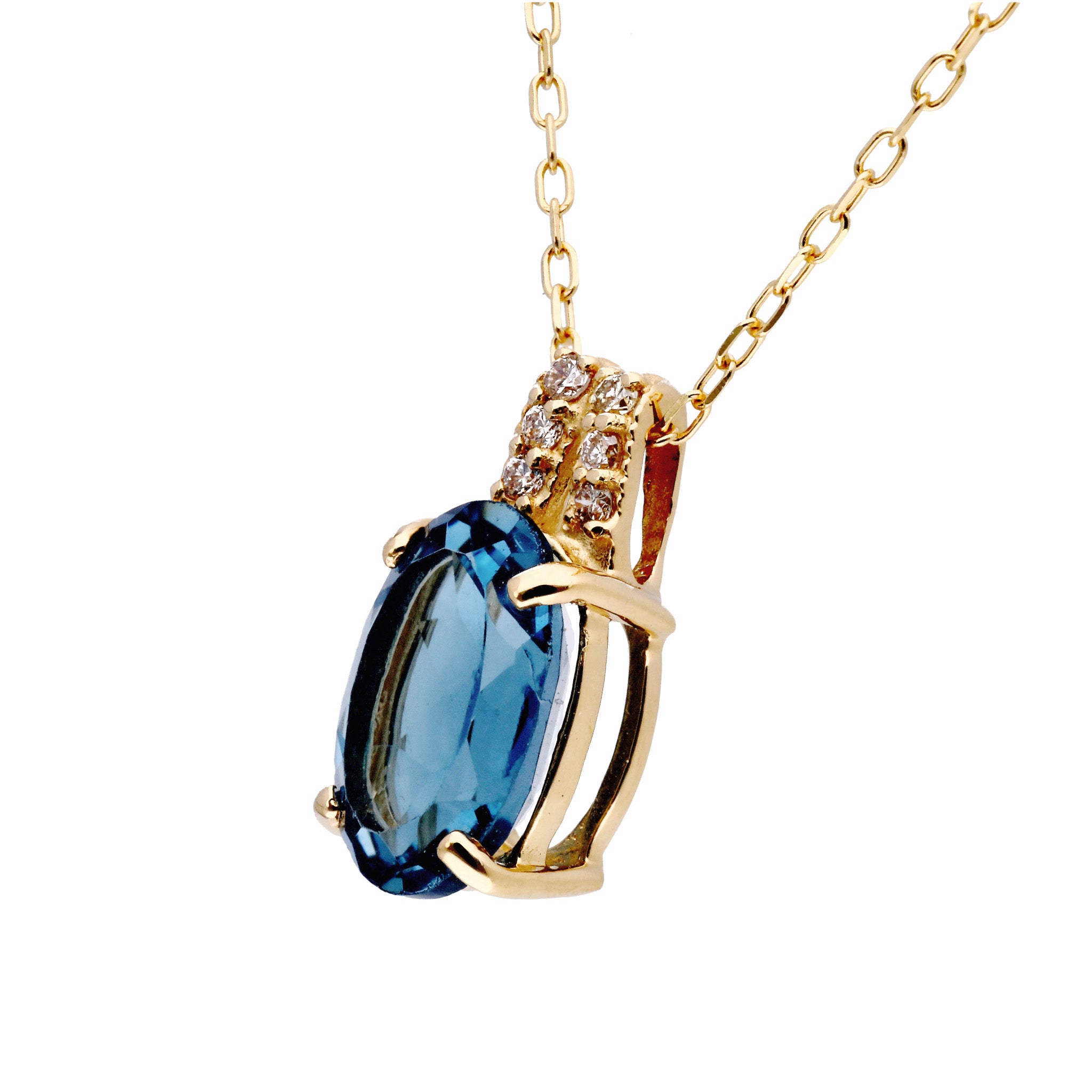 ブルートパーズ/ダイヤモンド K18ネックレス(11月誕生石)《25T10262》