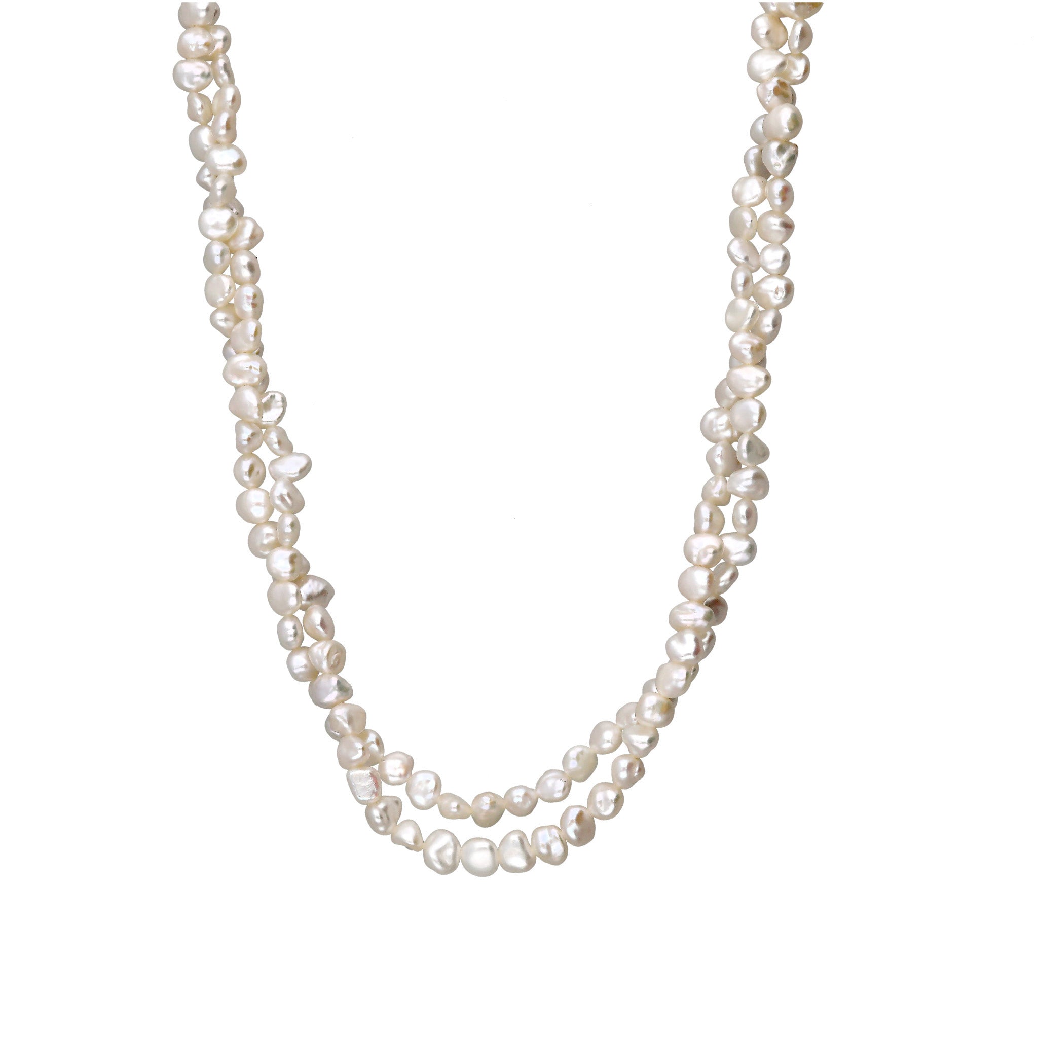 ホワイトトパーズ/パール K18ネックレス(淡水真珠/ロング/80cm)《25T10263》