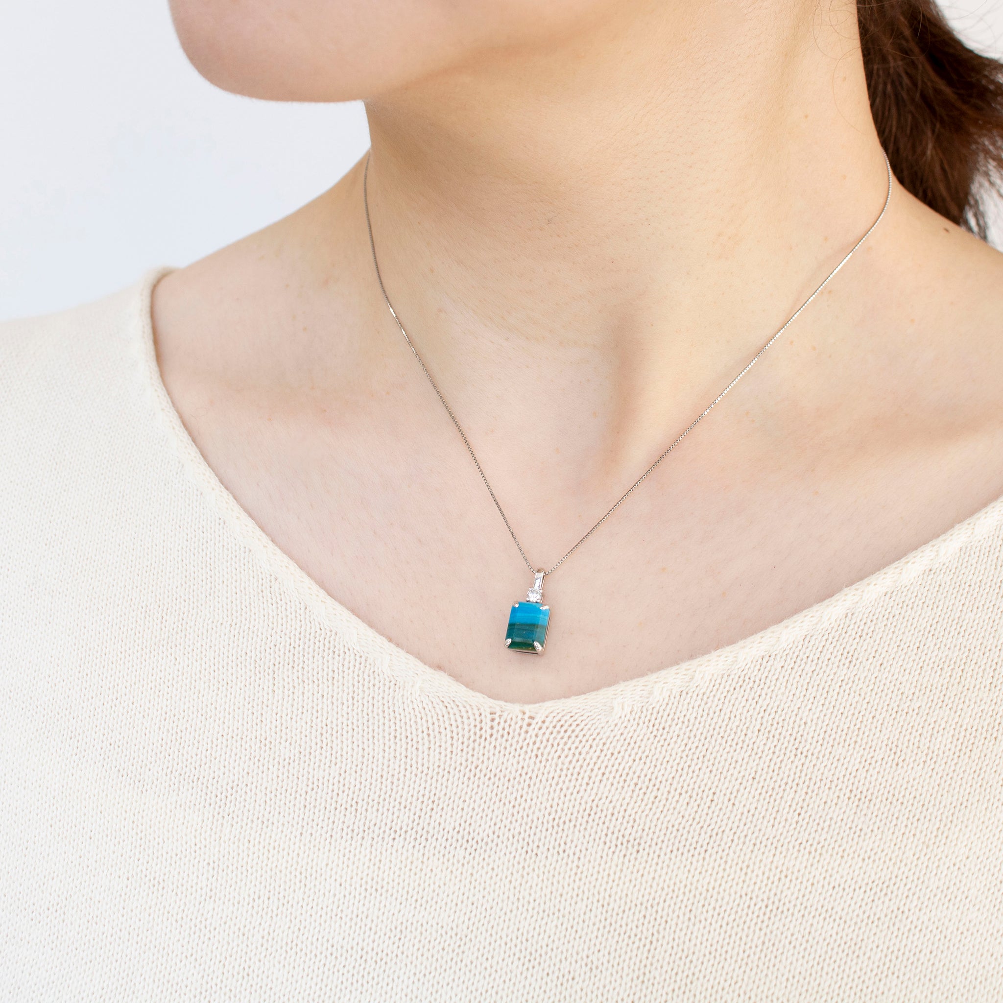 【限定数1】バンデッド・コモンオパール/ダイヤモンド プラチナネックレス(鑑別書付)《25T10265》