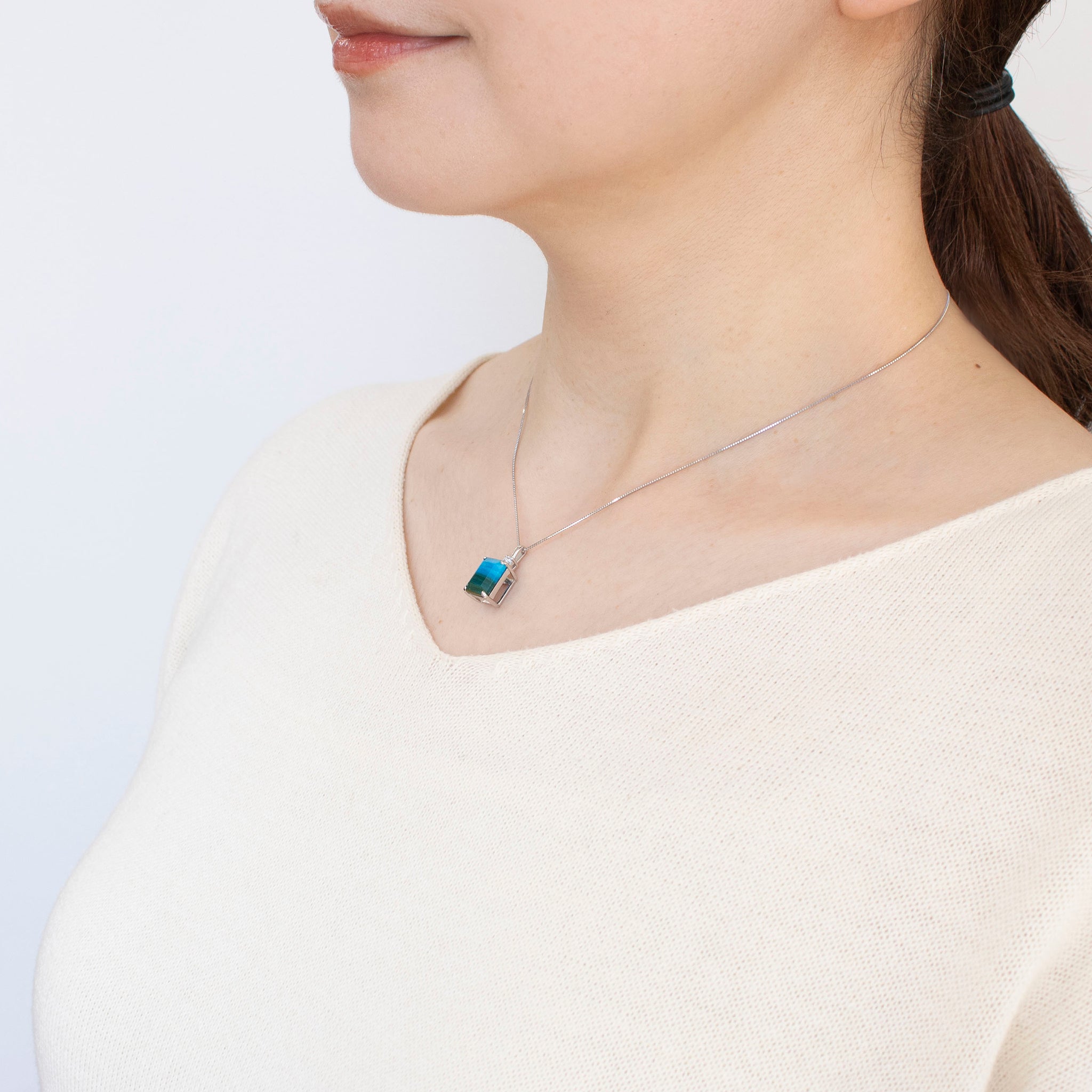 【限定数1】バンデッド・コモンオパール/ダイヤモンド プラチナネックレス(鑑別書付)《25T10266》