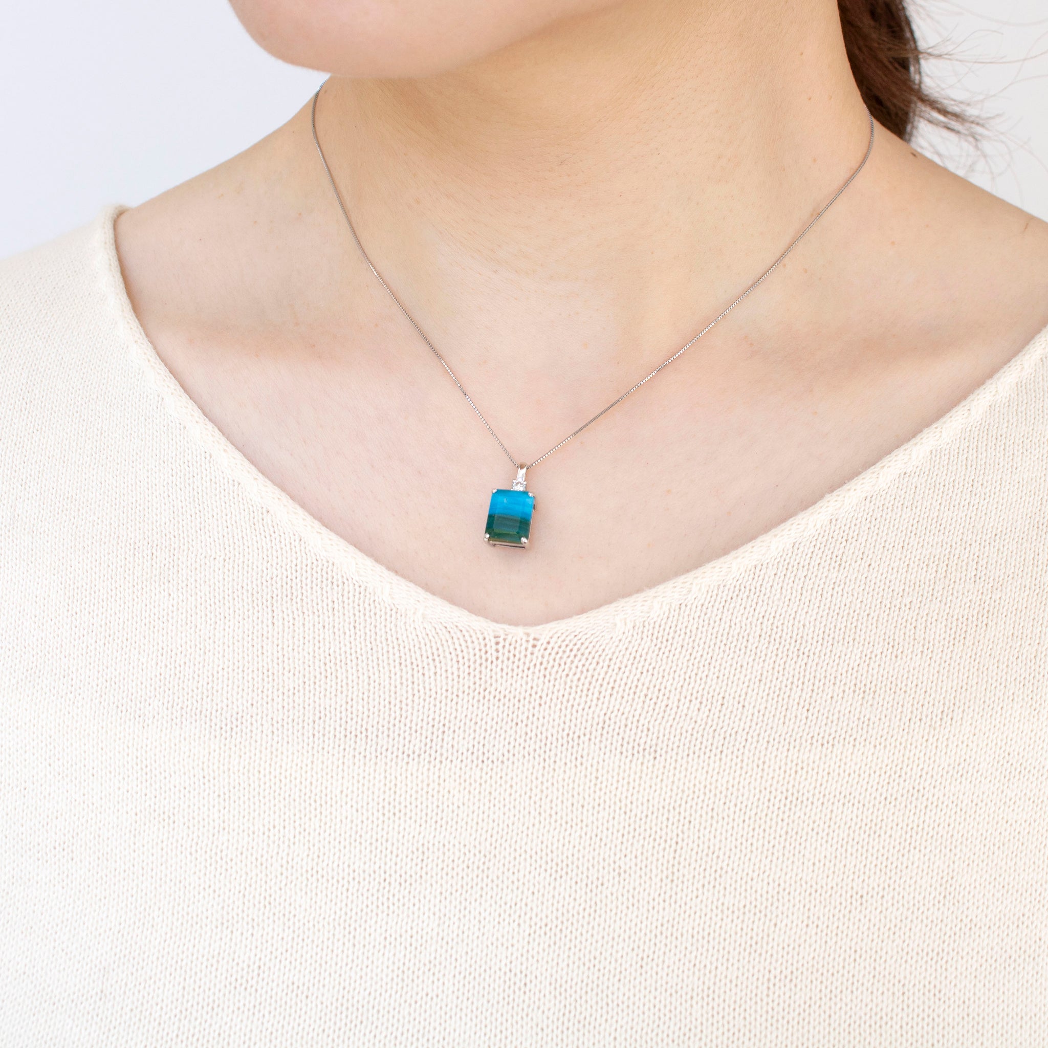 【限定数1】バンデッド・コモンオパール/ダイヤモンド プラチナネックレス(鑑別書付)《25T10266》