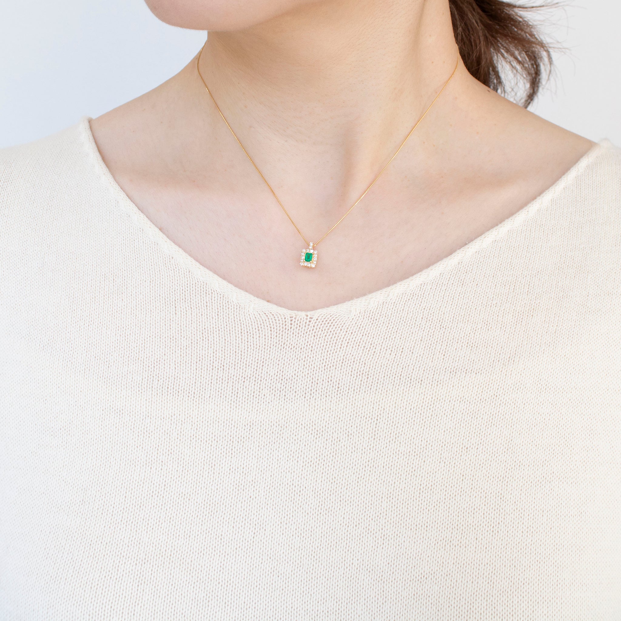 【限定数1】エメラルド/ダイヤモンド K18ネックレス(5月誕生石)《25T10269》