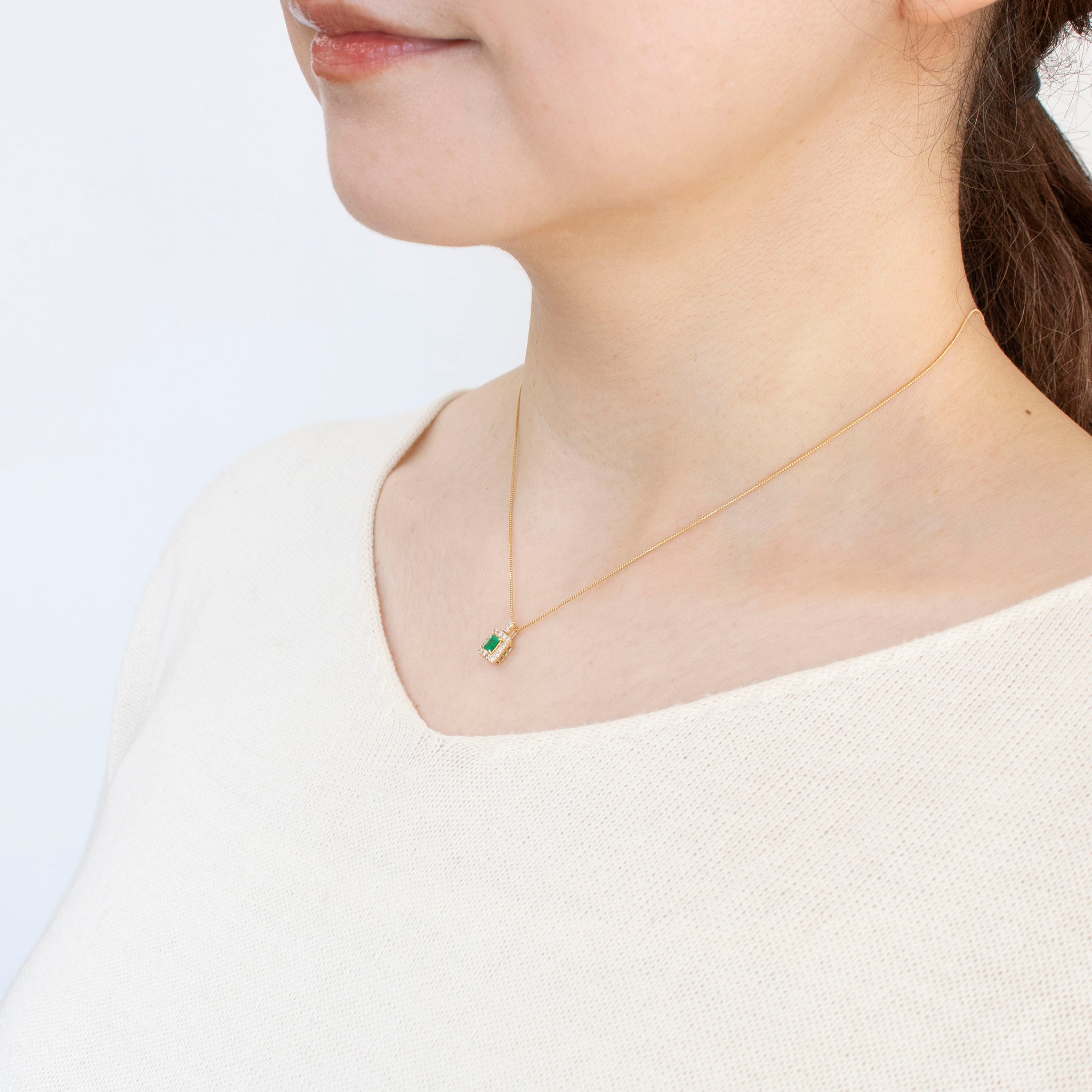 【限定数1】エメラルド/ダイヤモンド K18ネックレス(5月誕生石)《25T10269》