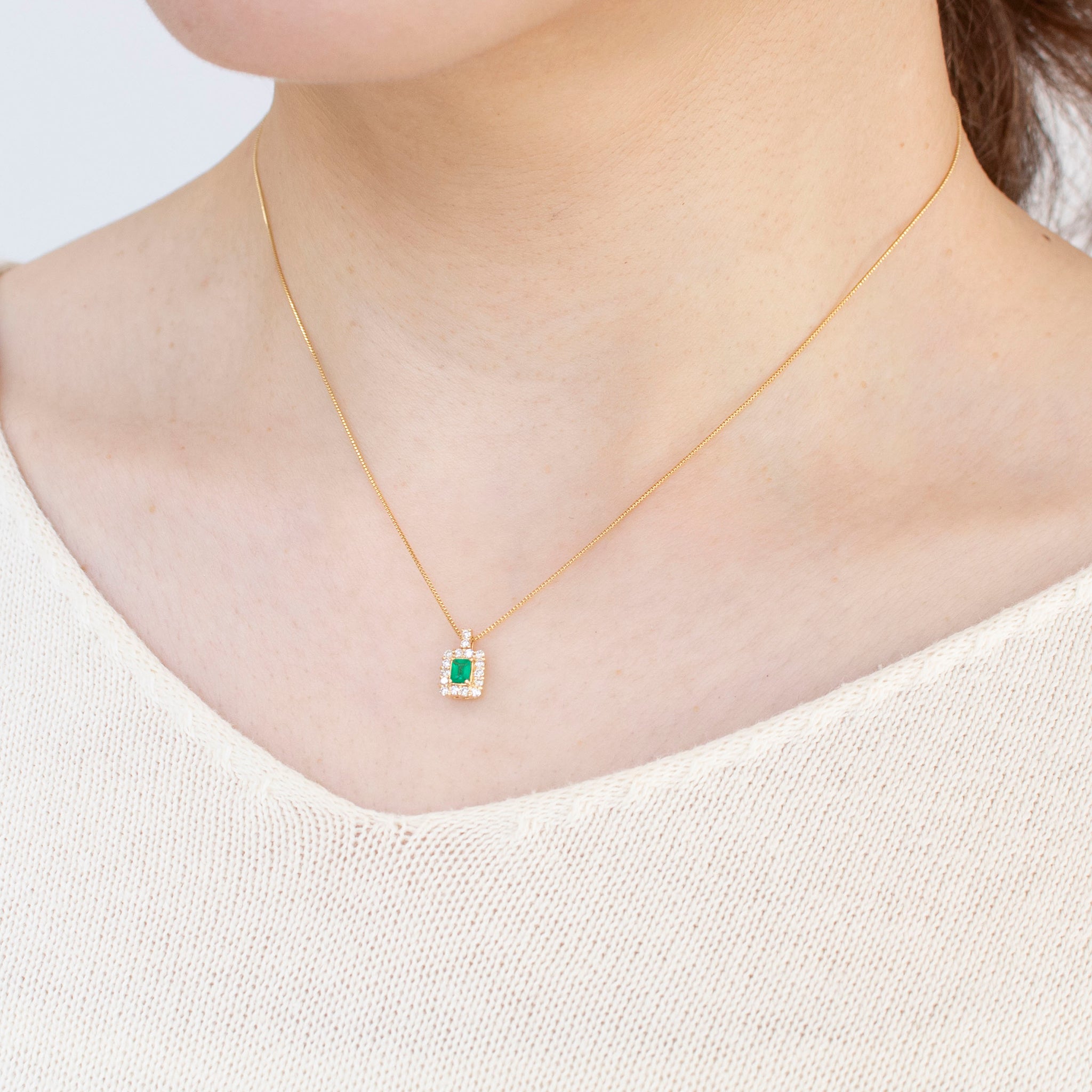 【限定数1】エメラルド/ダイヤモンド K18ネックレス(5月誕生石)《25T10269》