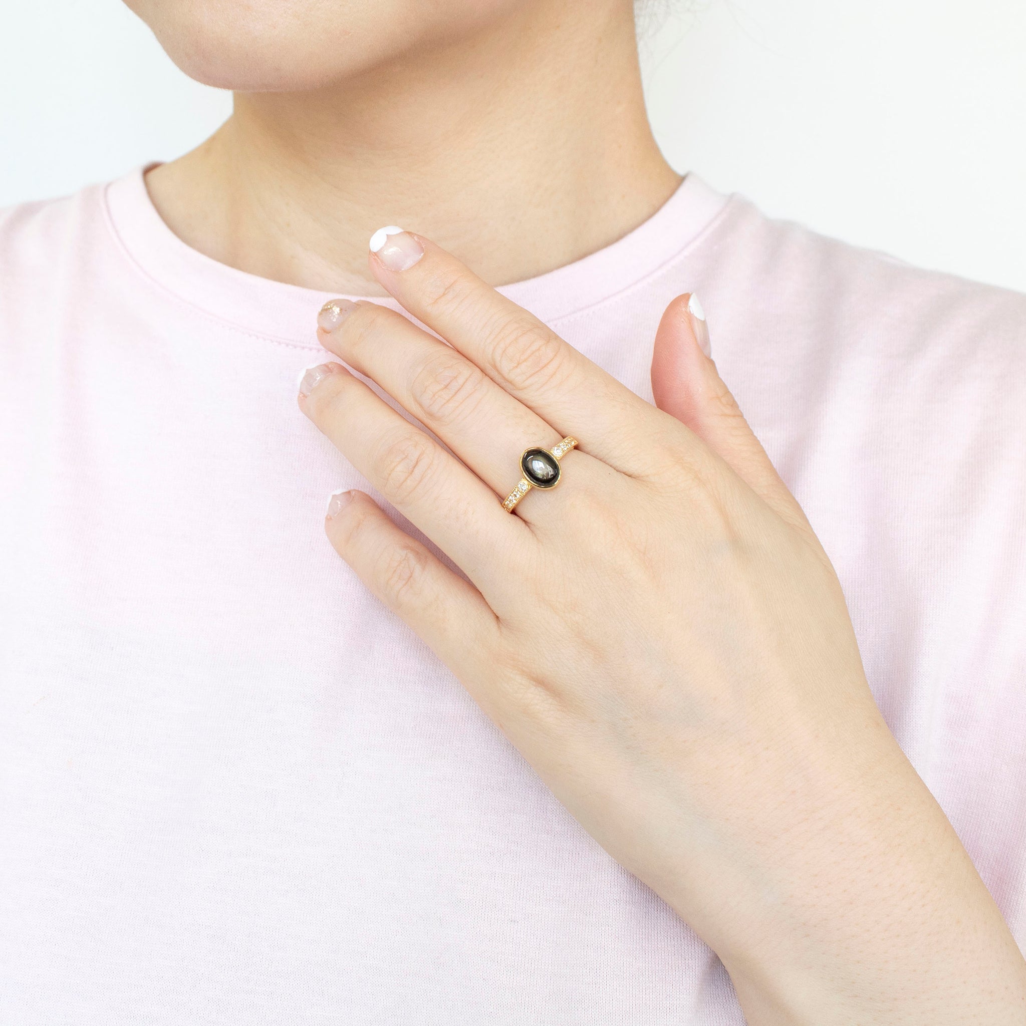 【限定数1】ブラックスターサファイア/ダイヤモンド K18リング(9月誕生石)《25T10270》