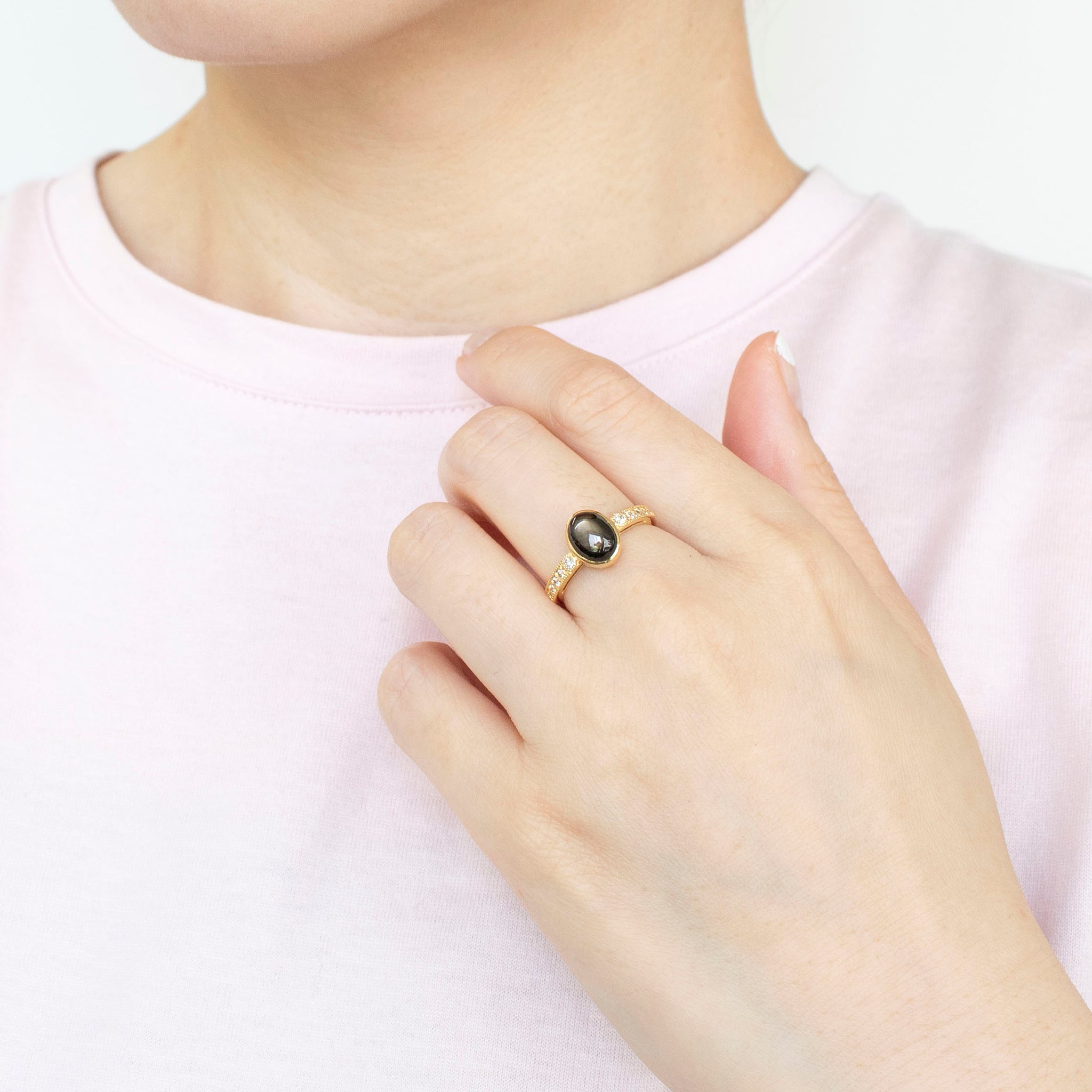 【限定数1】ブラックスターサファイア/ダイヤモンド K18リング(9月誕生石)《25T10270》