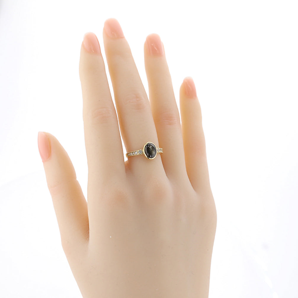 【限定数1】ブラックスターサファイア/ダイヤモンド K18リング(9月誕生石)《25T10270》