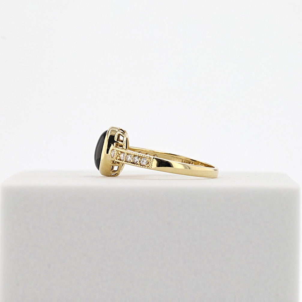 【限定数1】ブラックスターサファイア/ダイヤモンド K18リング(9月誕生石)《25T10270》