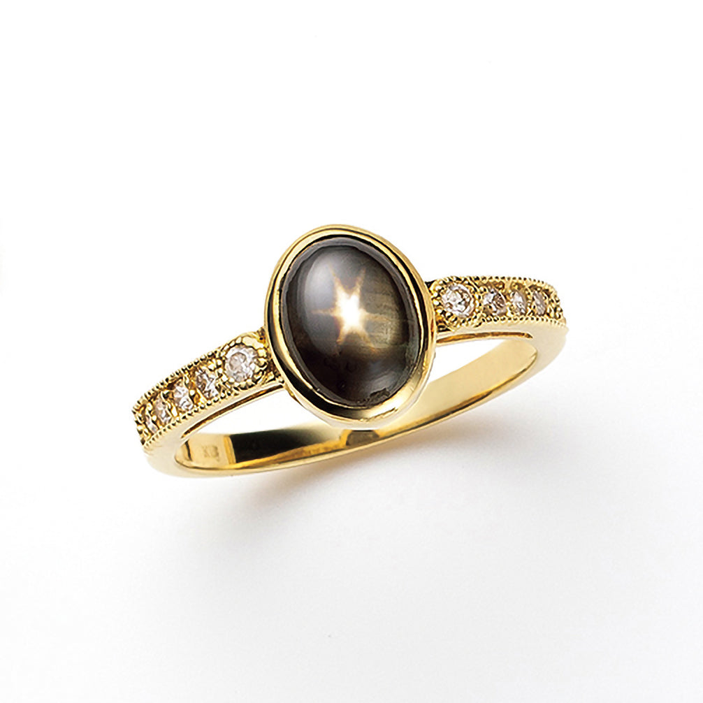 【限定数1】ブラックスターサファイア/ダイヤモンド K18リング(9月誕生石)《25T10270》