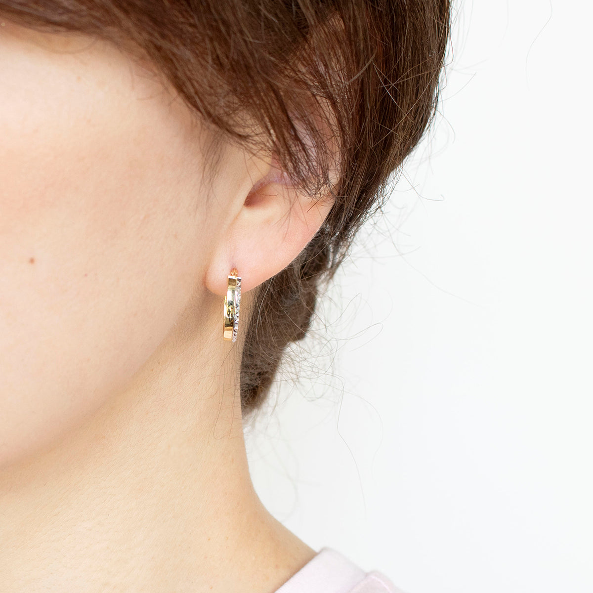 K18ピアス(フープ/コンビカラー/イタリア製)《25T10273》