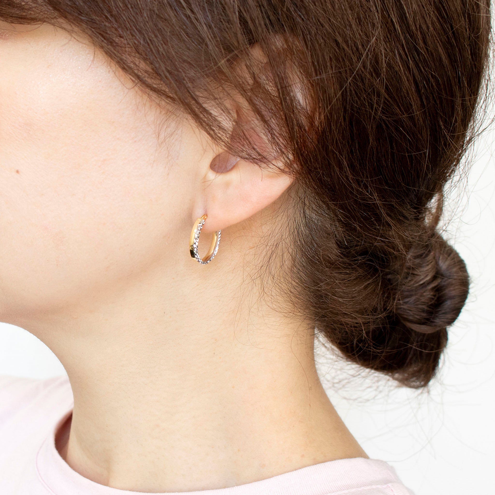 K18ピアス(フープ/コンビカラー/イタリア製)《25T10273》