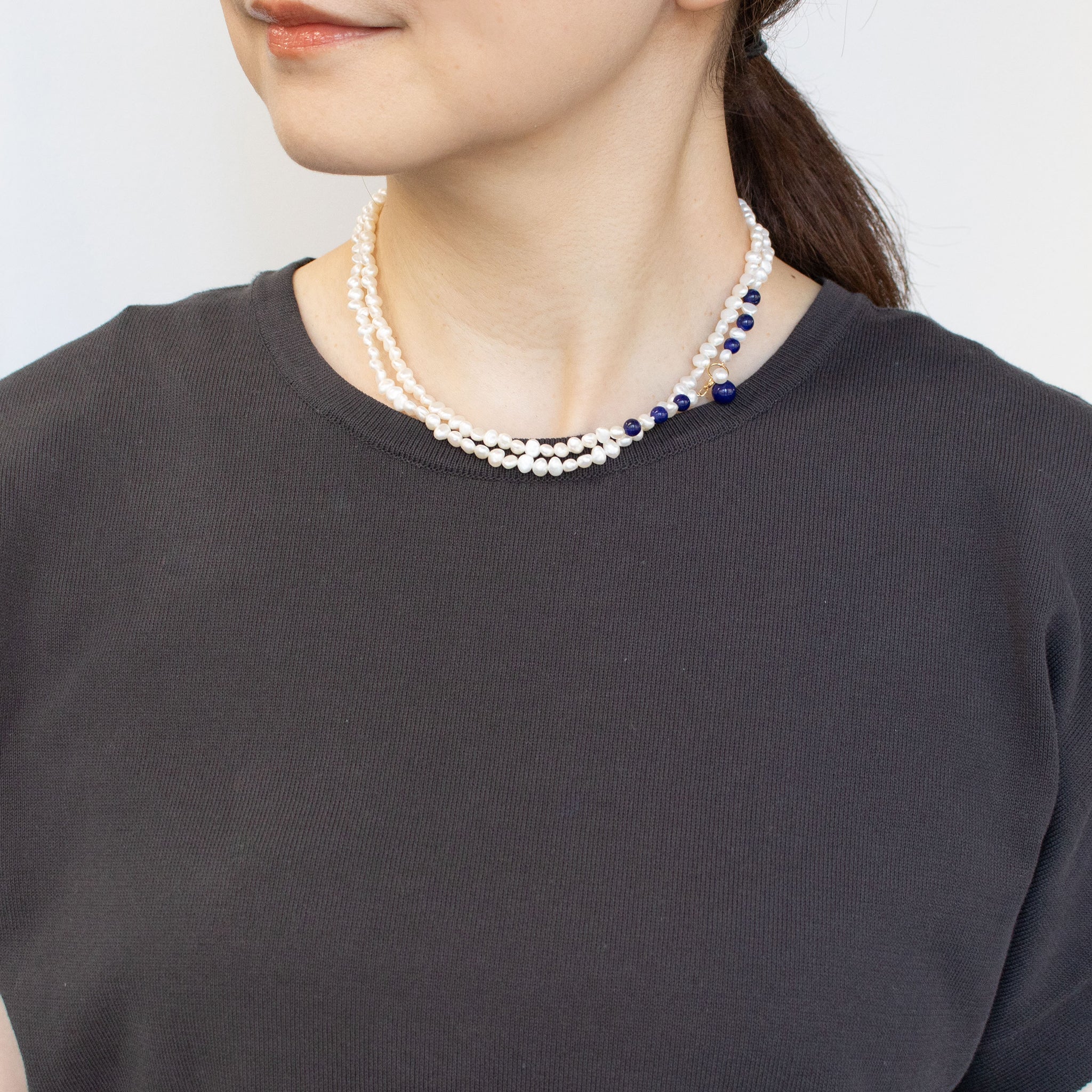 【限定5点】ラピスラズリ/パール K18ネックレス(淡水真珠/ロング/80cm)《25T10276》