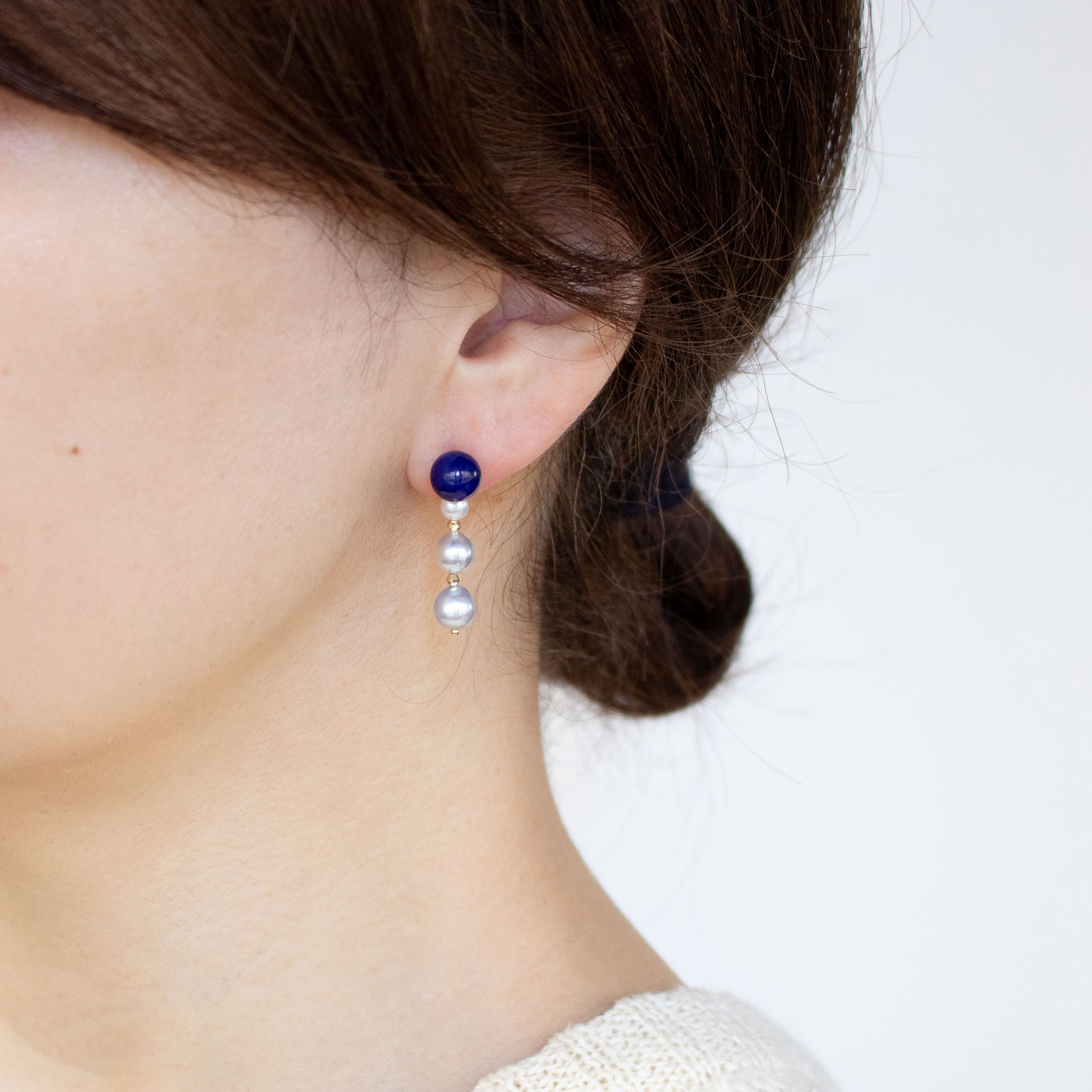 【限定7点】ラピスラズリ/パール K18ピアス(アコヤ真珠)《25T10278》