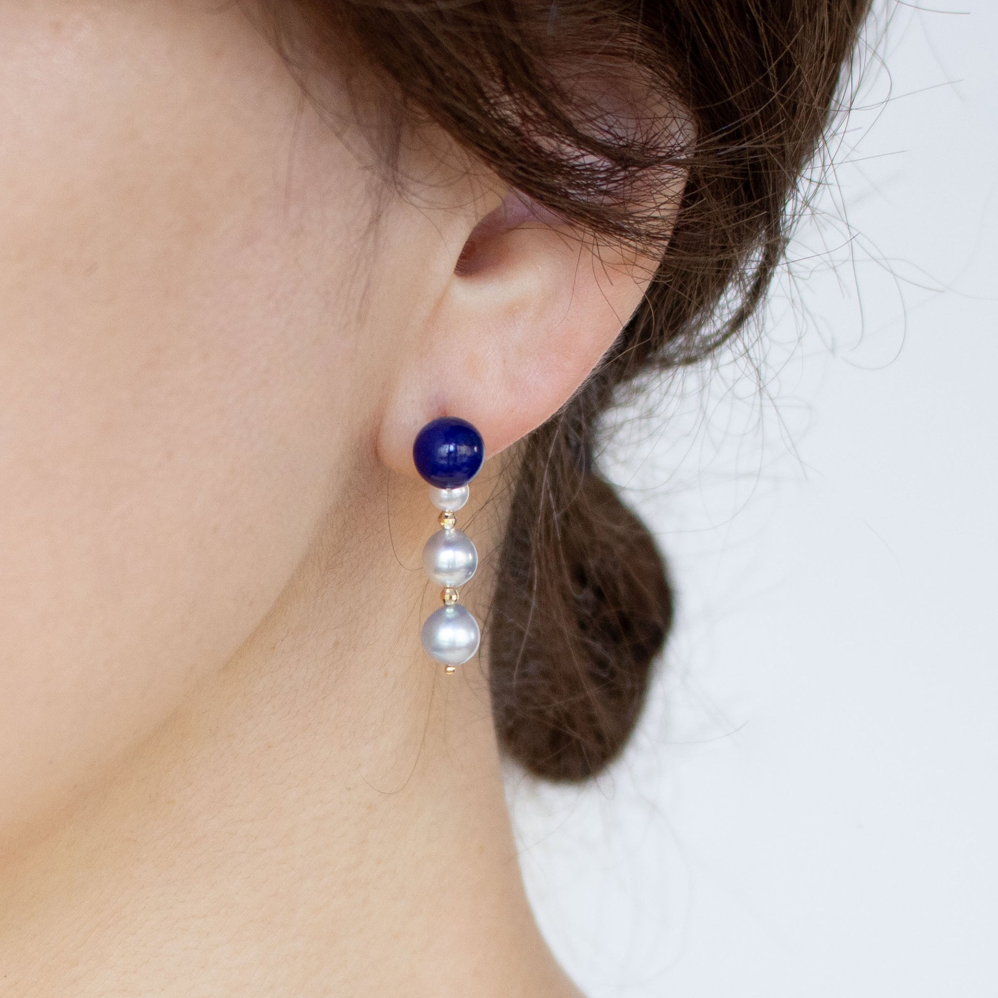 【限定7点】ラピスラズリ/パール K18ピアス(アコヤ真珠)《25T10278》