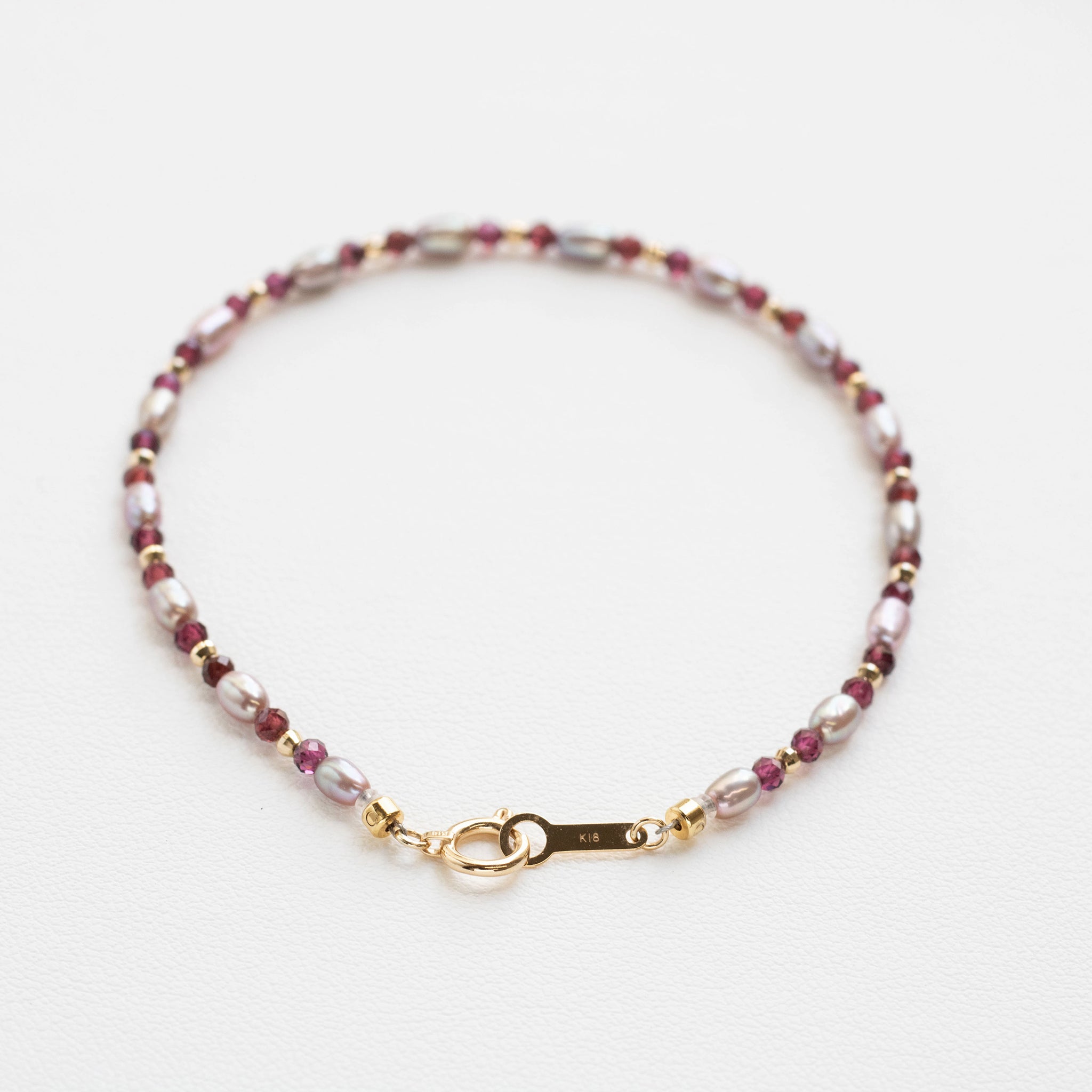 【限定5点】ガーネット/パール K18ブレスレット(淡水真珠)《25T10298》