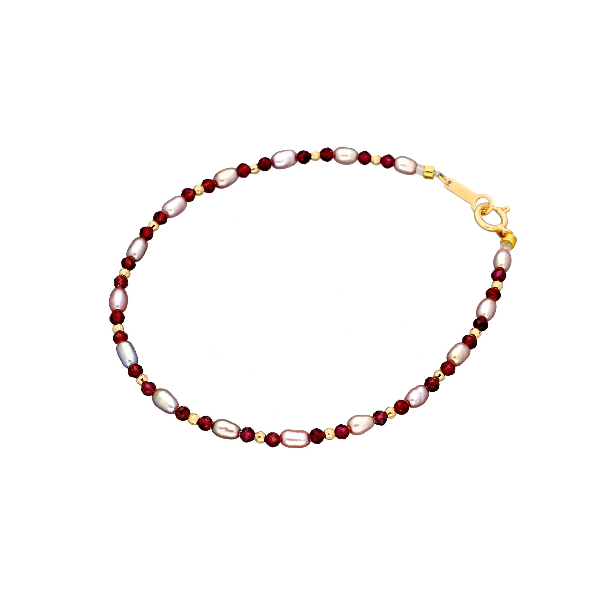 【限定5点】ガーネット/パール K18ブレスレット(淡水真珠)《25T10298》