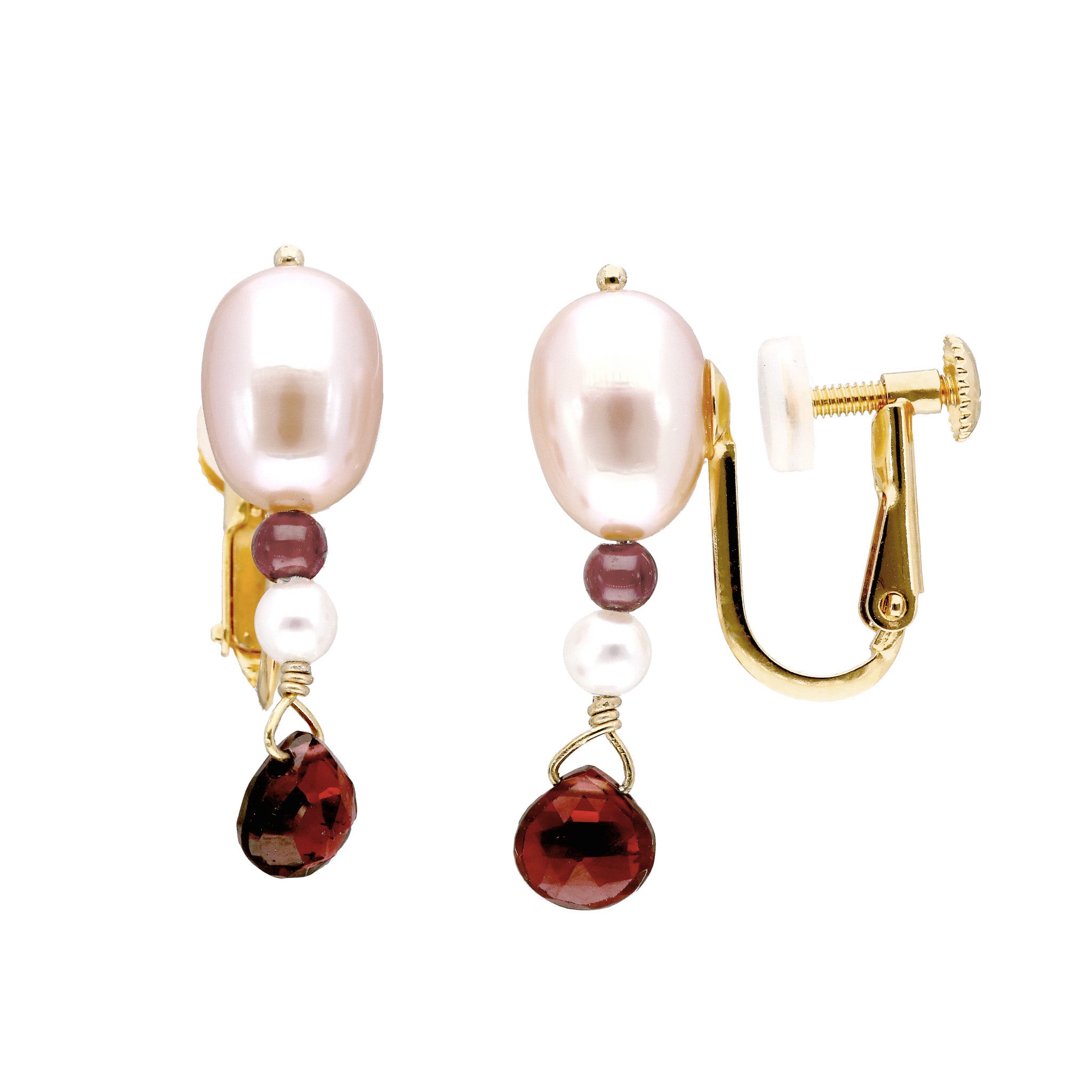【限定5点】ガーネット/パール シルバーイヤリング(淡水真珠)《25T10299》