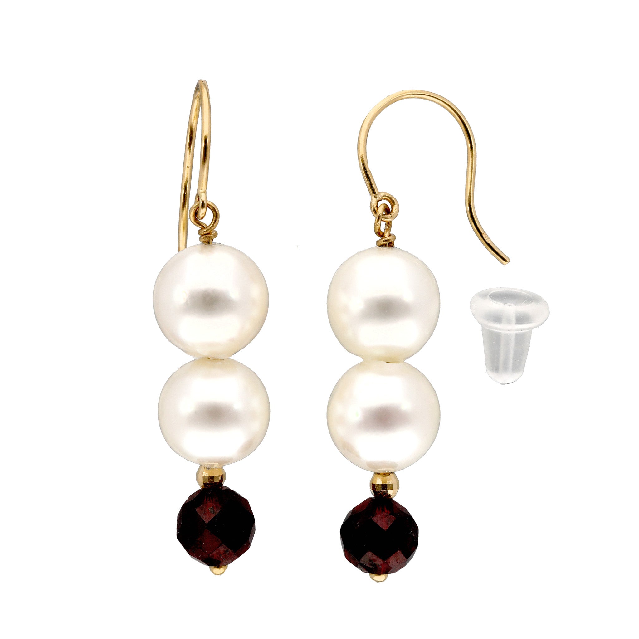 【限定20点】パール/ガーネット K18ピアス(淡水真珠)《25T10301》