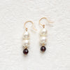 【限定20点】パール/ガーネット K18ピアス(淡水真珠)《25T10301》