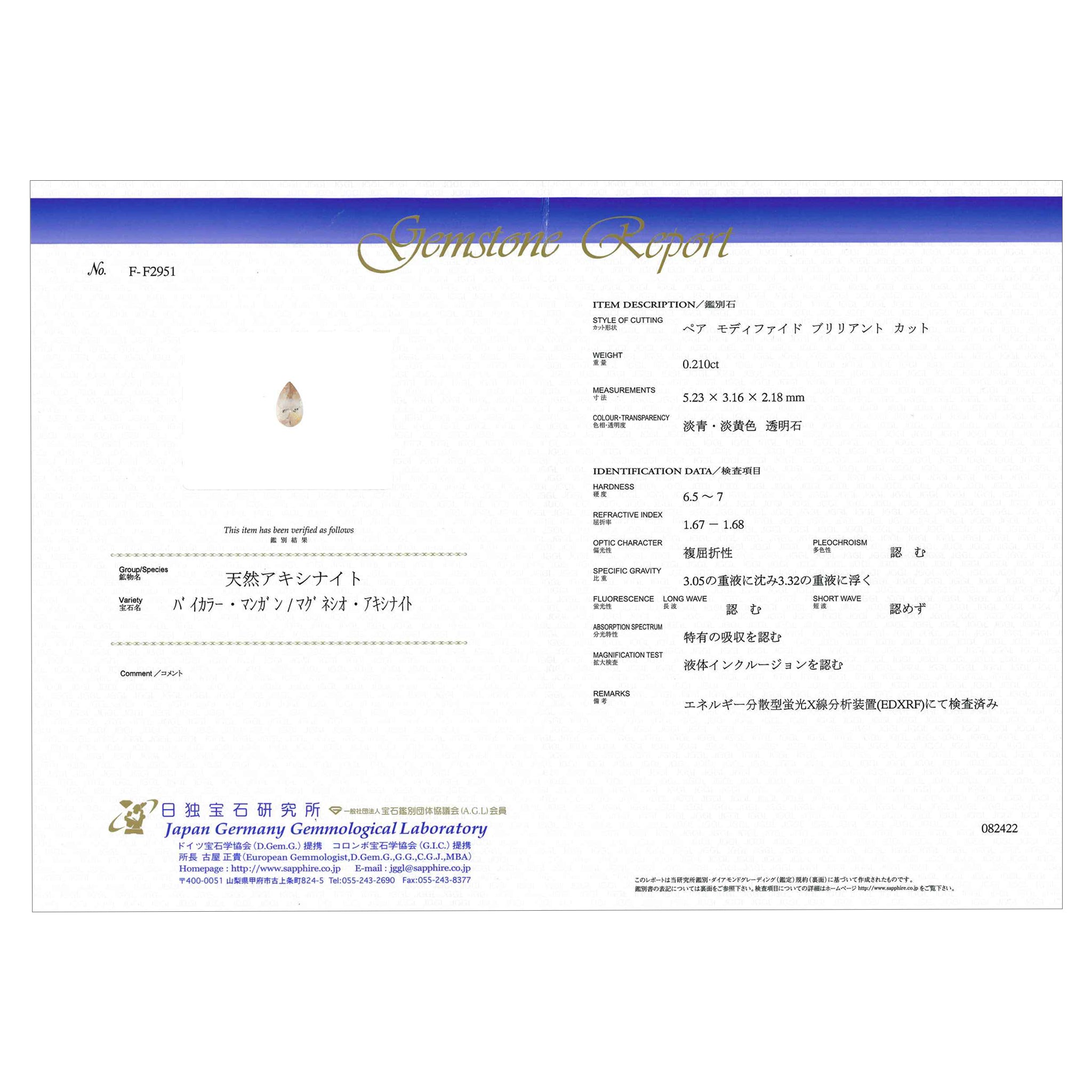【限定1点】アキシナイト/ダイヤモンド プラチナリング(鑑別書付)《25T10305》