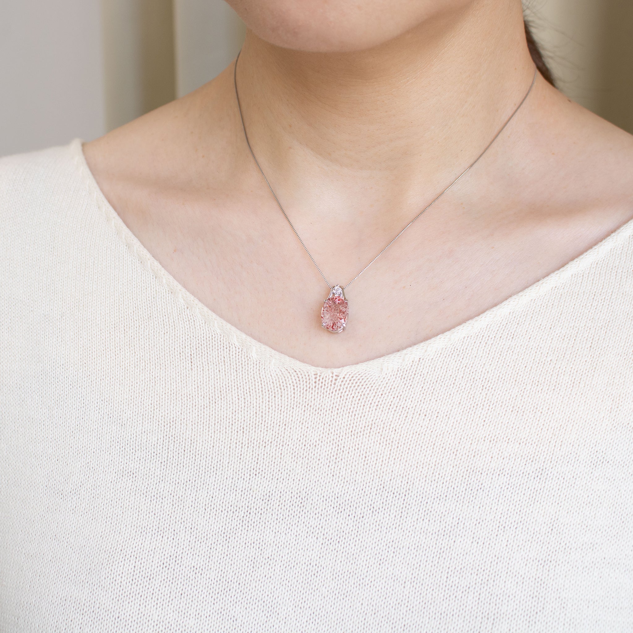 【限定1点】クォーツ/ダイヤモンド プラチナネックレス《25T10309》