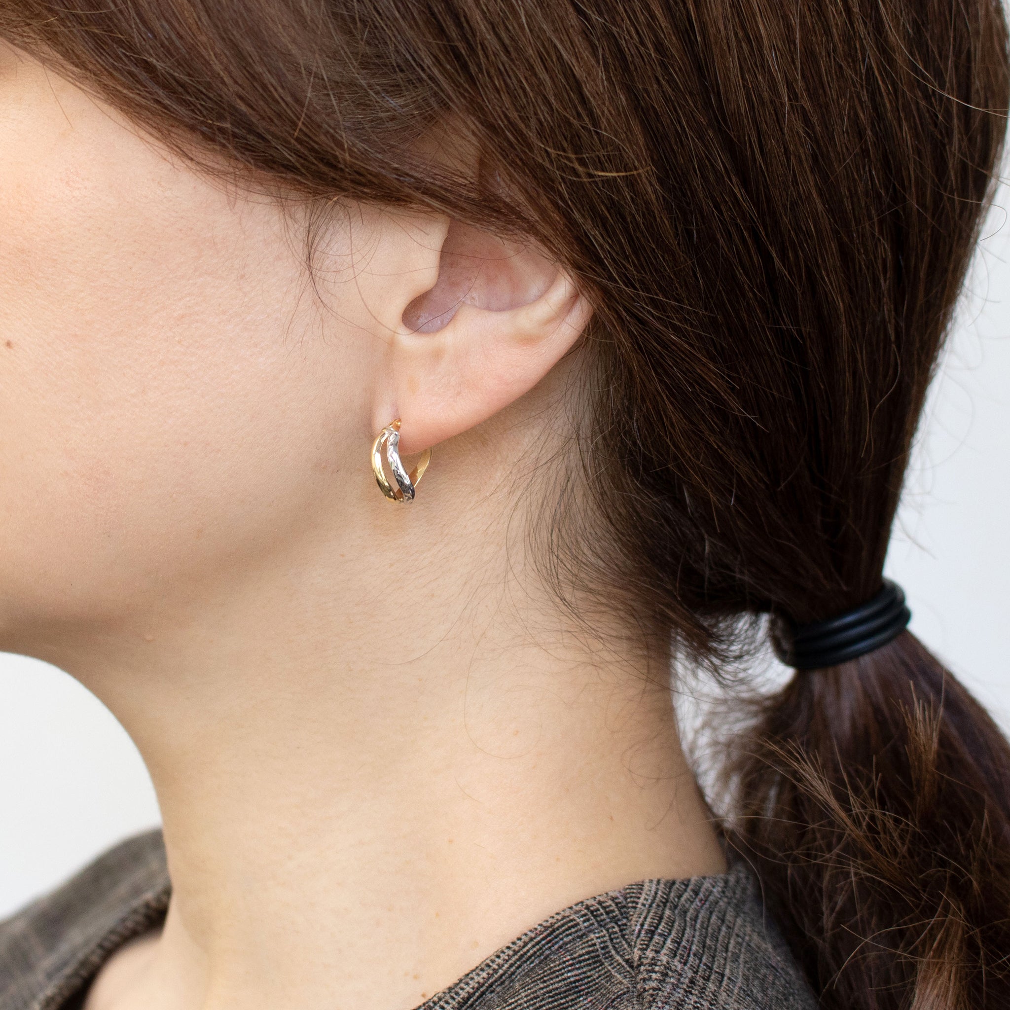 K18ピアス(コンビカラー/イタリア製)《25T10317》