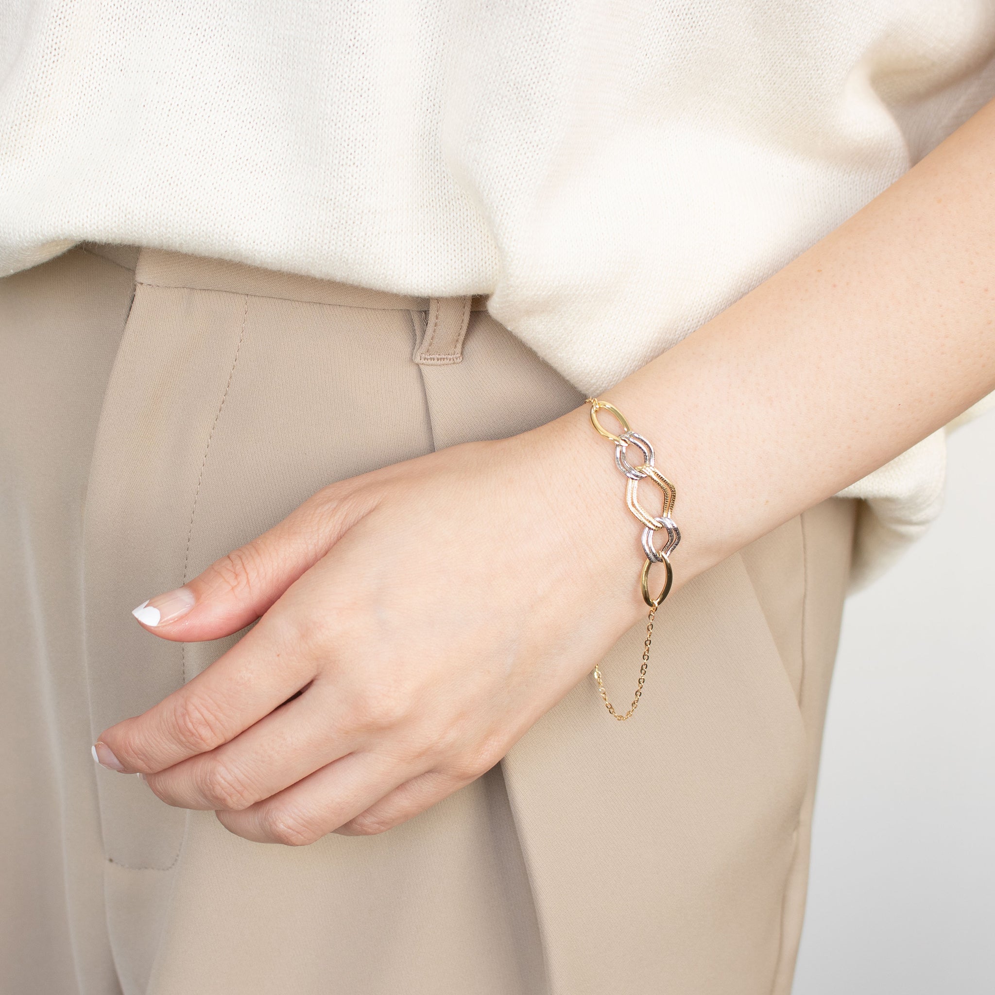 K18ブレスレット(コンビカラー/イタリア製)《25T10321》