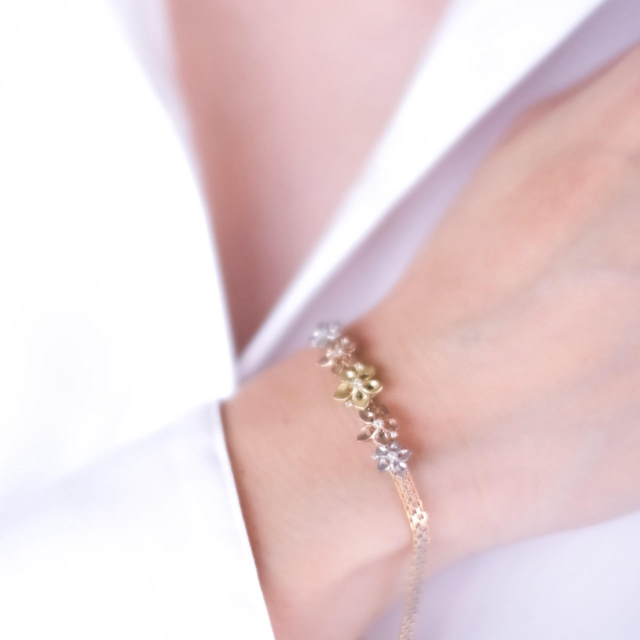 限定3点】 ダイヤモンド K18/プラチナブレスレット(スリーカラー