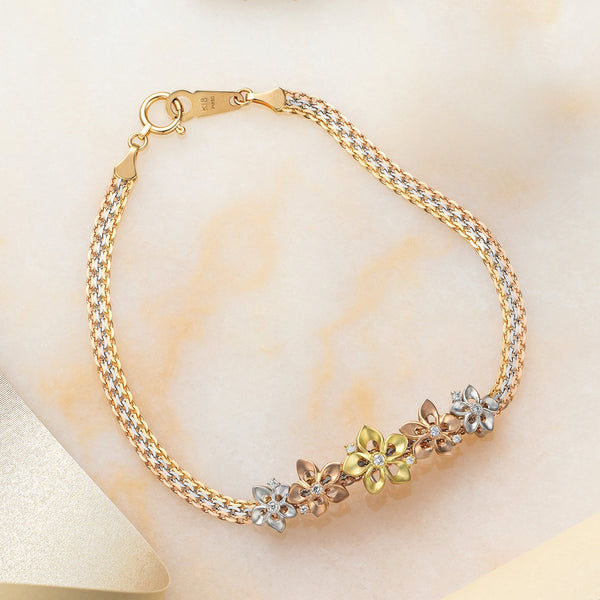 限定3点】 ダイヤモンド K18/プラチナブレスレット(スリーカラー