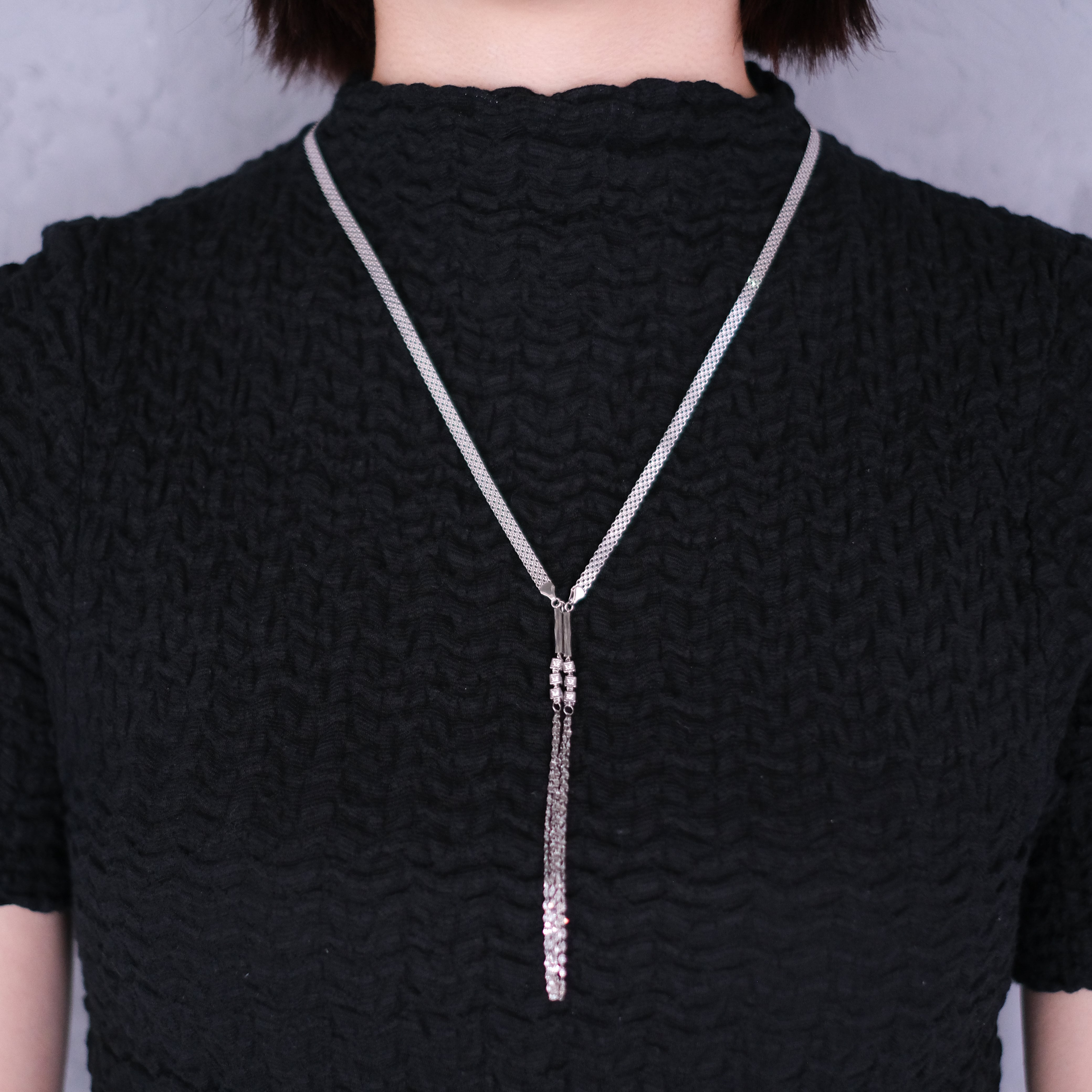 ダイヤモンド プラチナネックレス(ロング/78cm/マグネット式/4月誕生石/鑑別書付)《25V00306》