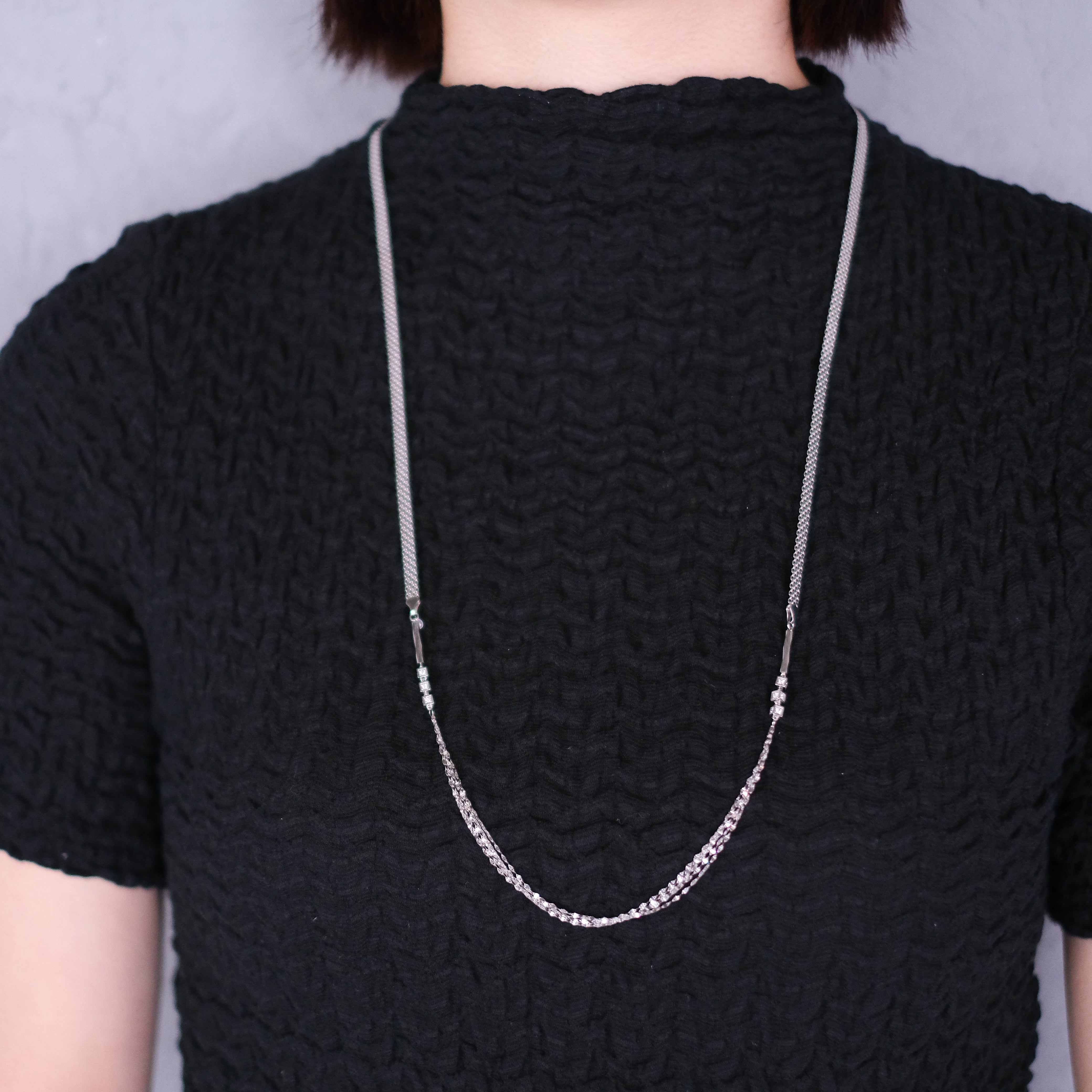 ダイヤモンド プラチナネックレス(ロング/78cm/マグネット式/4月誕生石/鑑別書付)《25V00306》