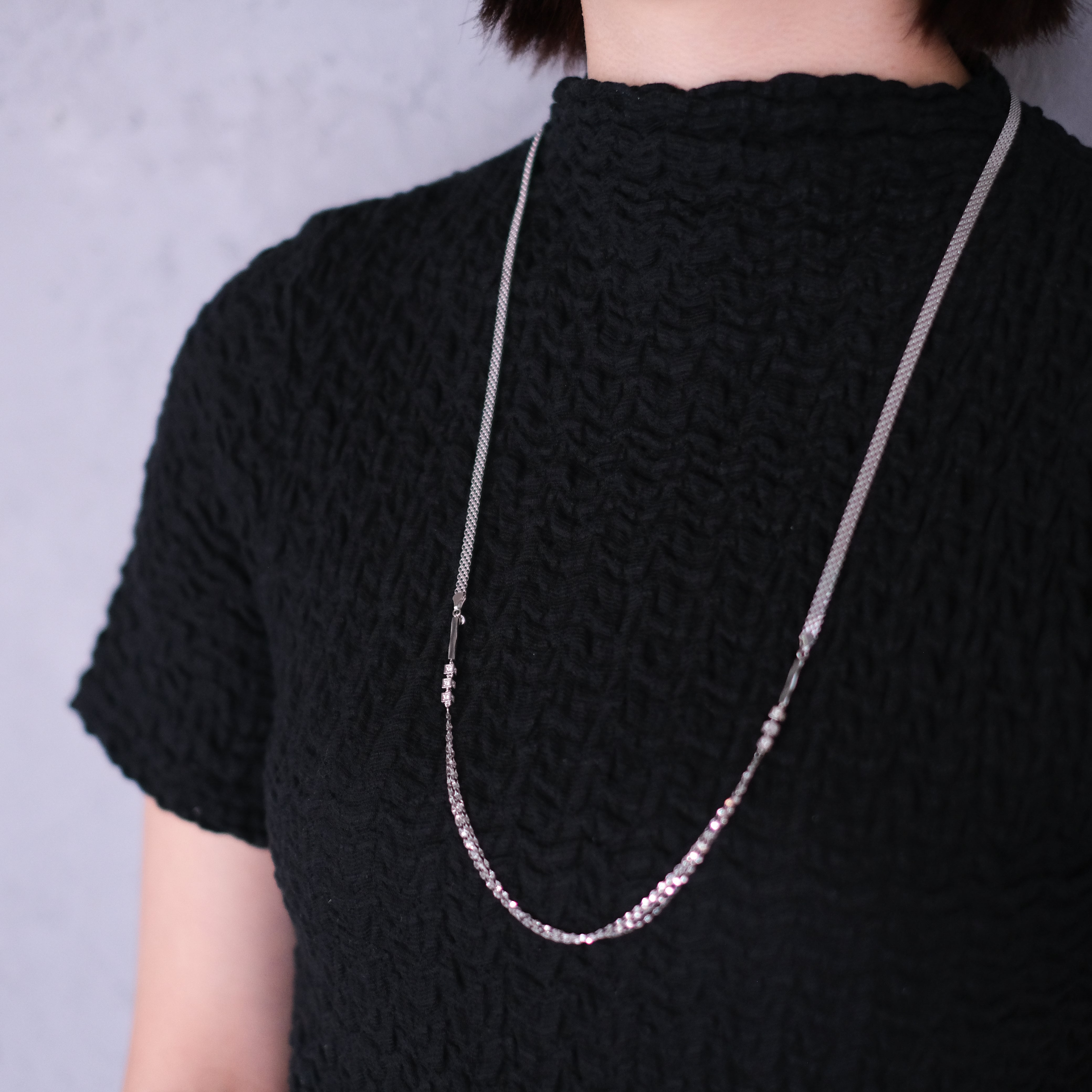 ダイヤモンド プラチナネックレス(ロング/78cm/マグネット式/4月誕生石/鑑別書付)《25V00306》