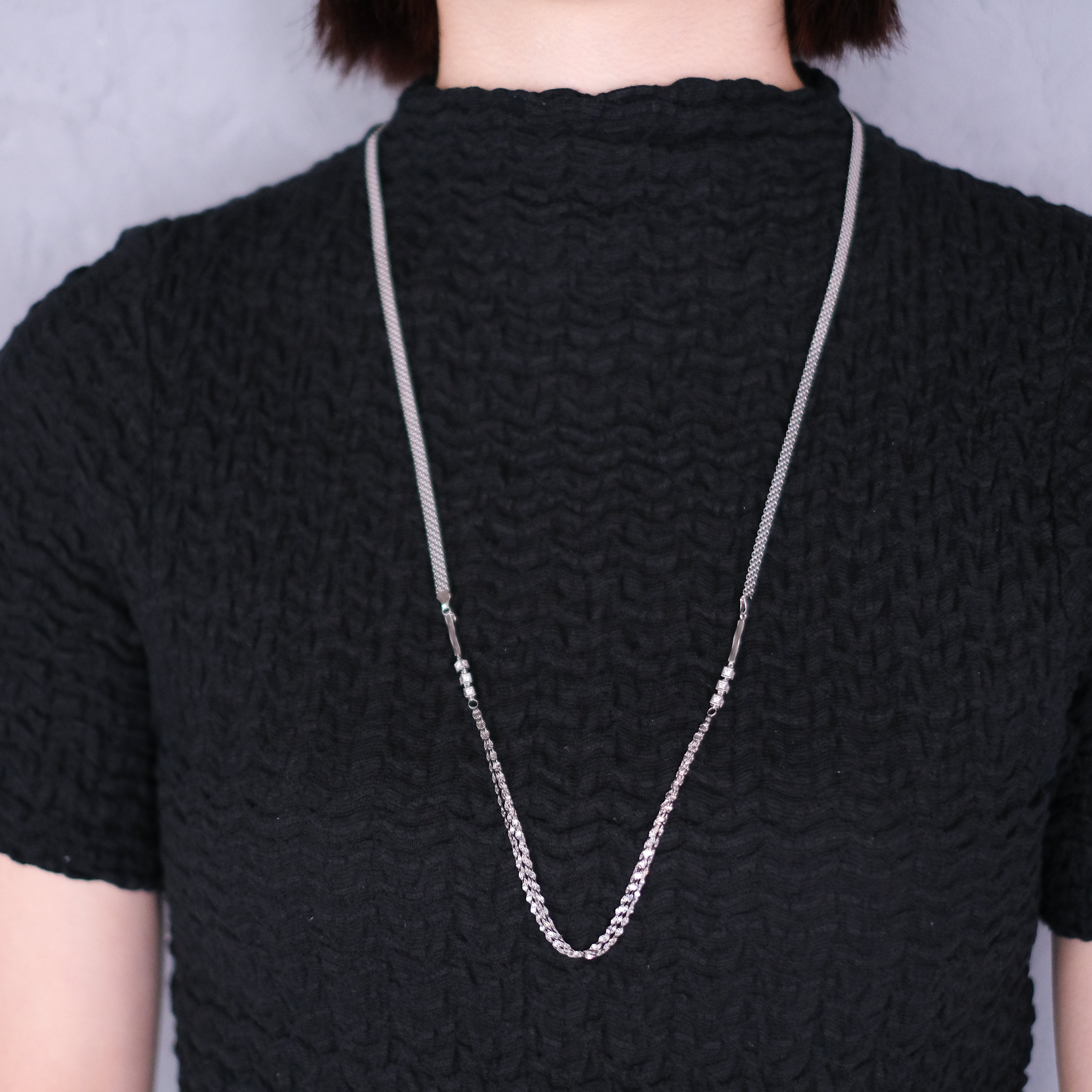 ダイヤモンド プラチナネックレス(ロング/78cm/マグネット式/4月誕生石/鑑別書付)《25V00306》