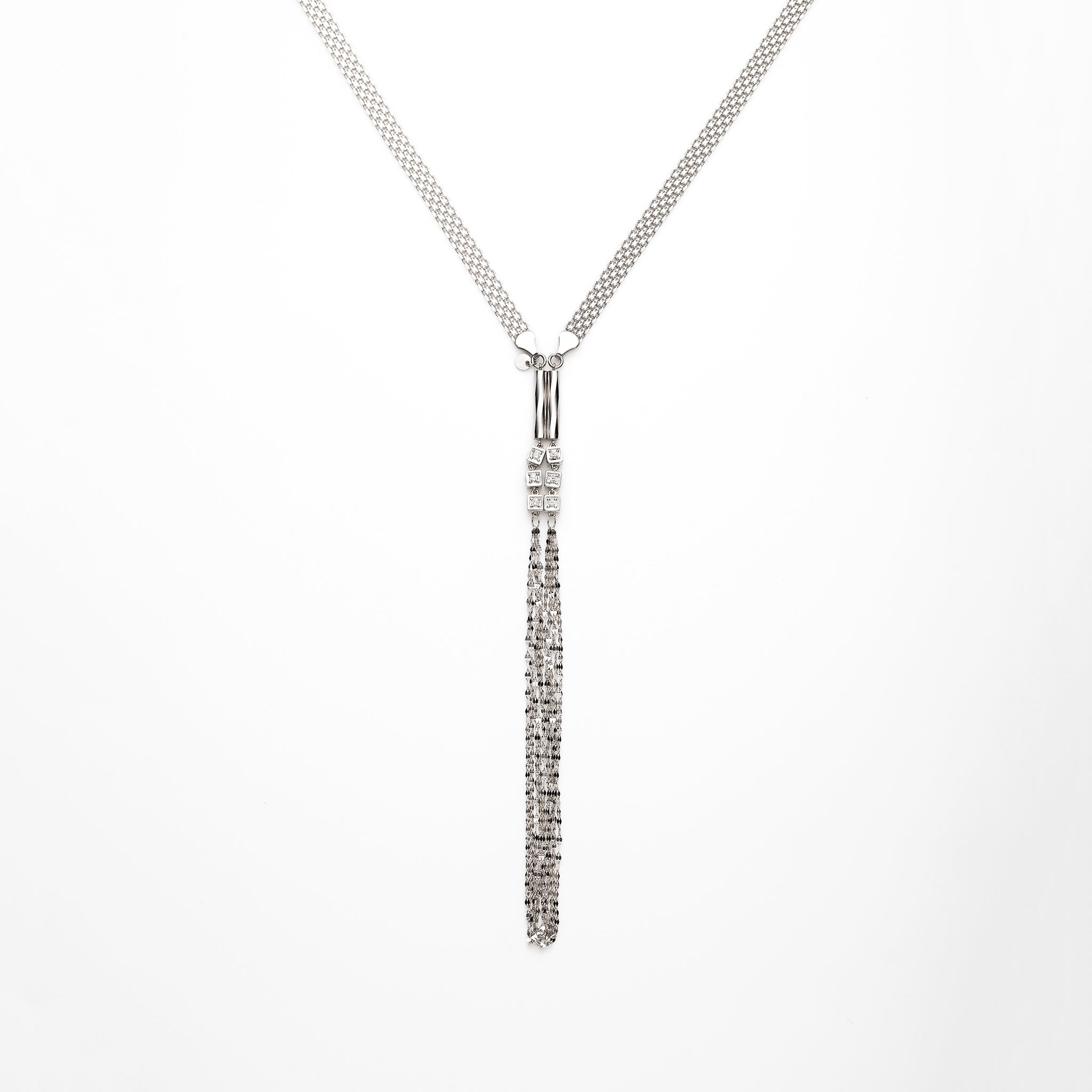 ダイヤモンド プラチナネックレス(ロング/78cm/マグネット式/4月誕生石/鑑別書付)《25V00306》