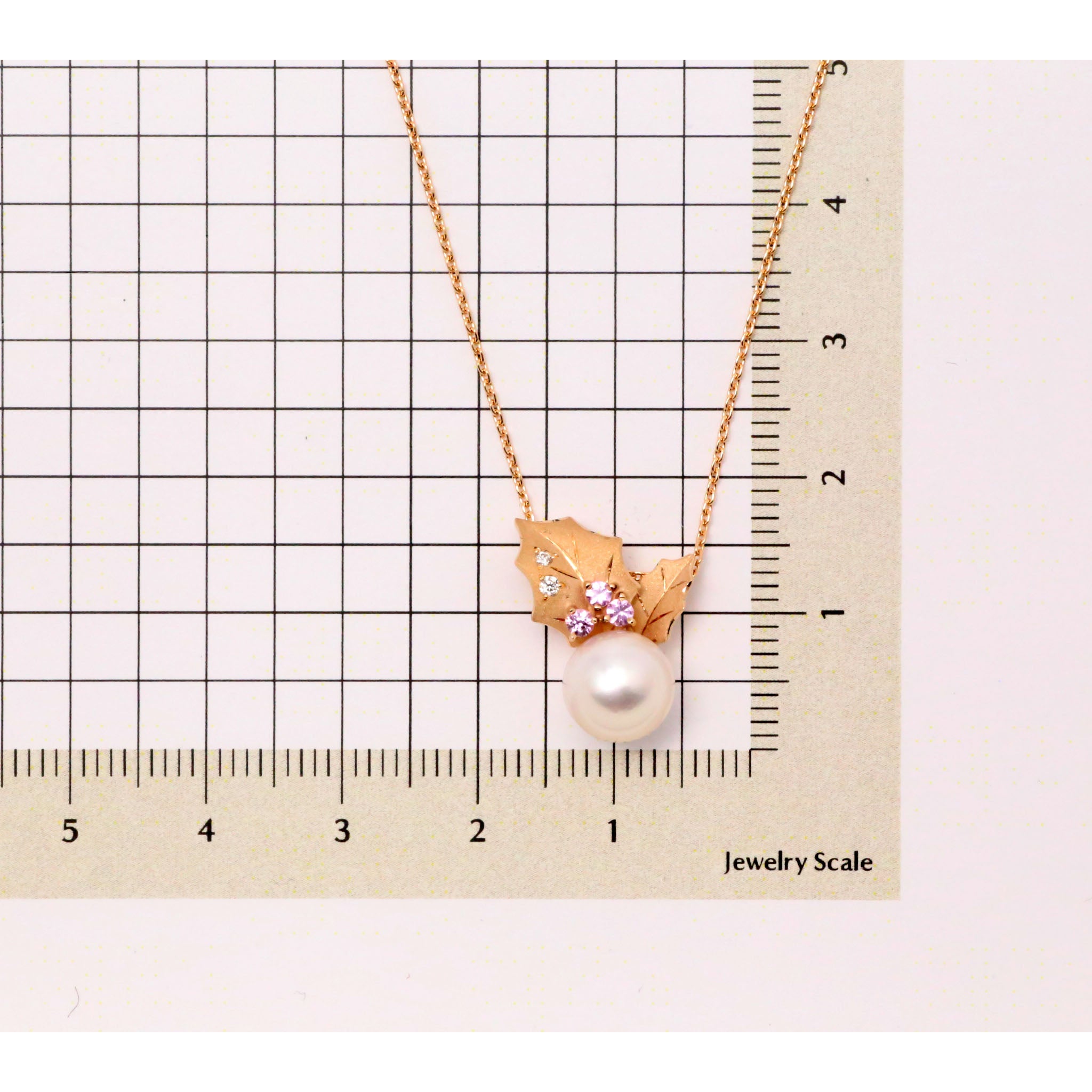 パール/ピンクサファイア K18ネックレス(アコヤ真珠/8mm