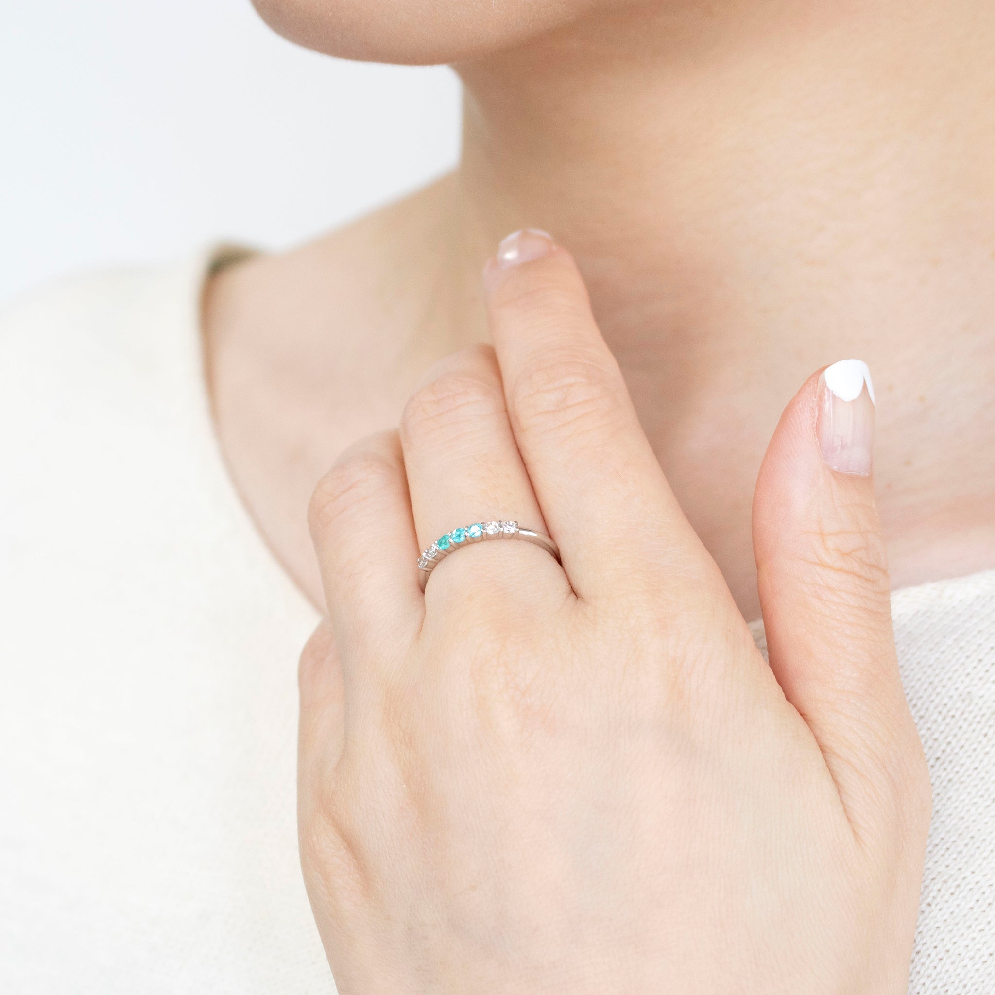 パライバトルマリン/ダイヤモンド プラチナリング(10月誕生石