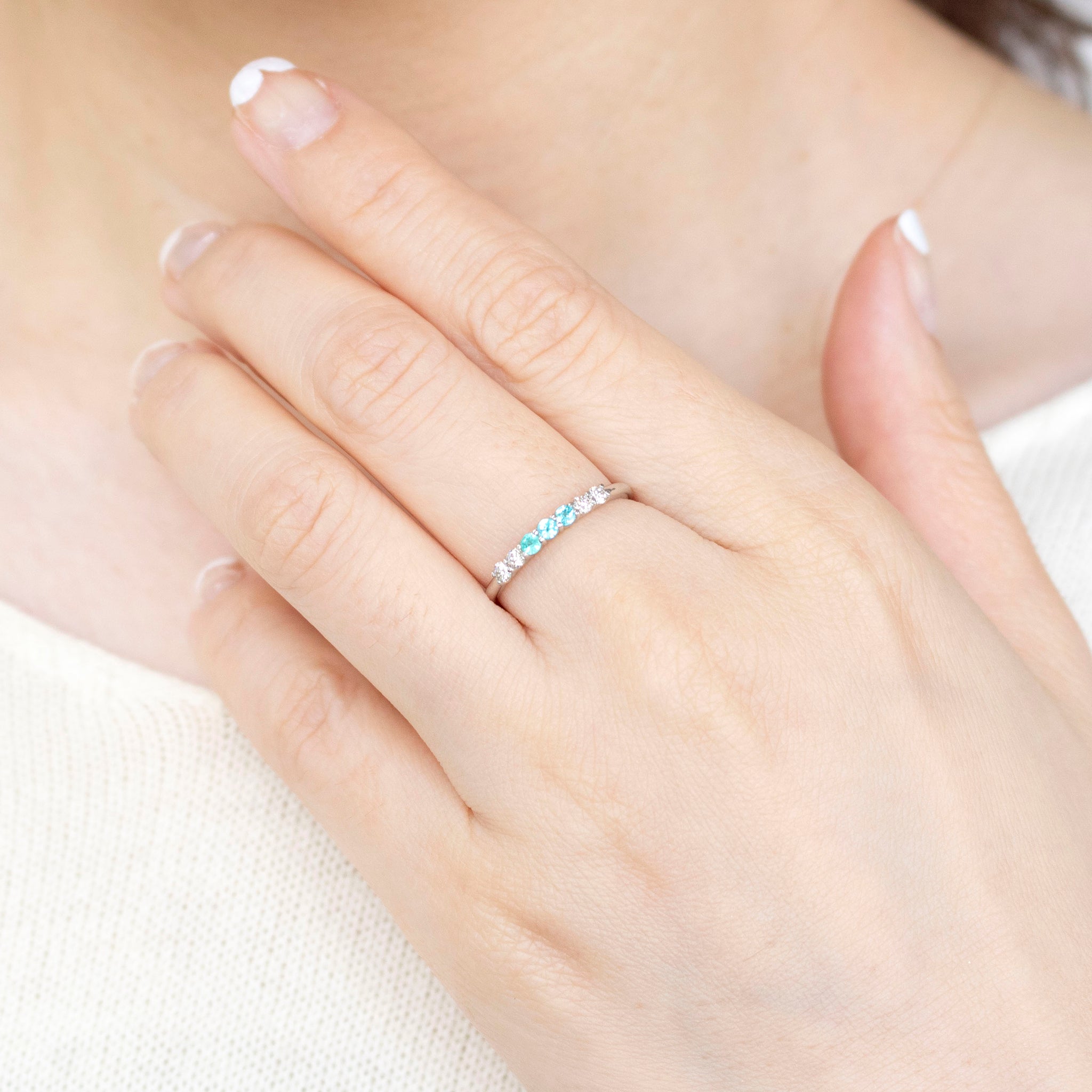 パライバトルマリン/ダイヤモンド プラチナリング(10月誕生石)《25V00501》