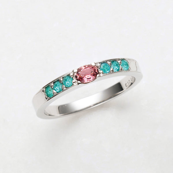 パパラチア系サンセットカラー含む3ストーンサファイアk10ゴールドリング パパラチア系サンセットカラー含む3ストーンサファイアk10