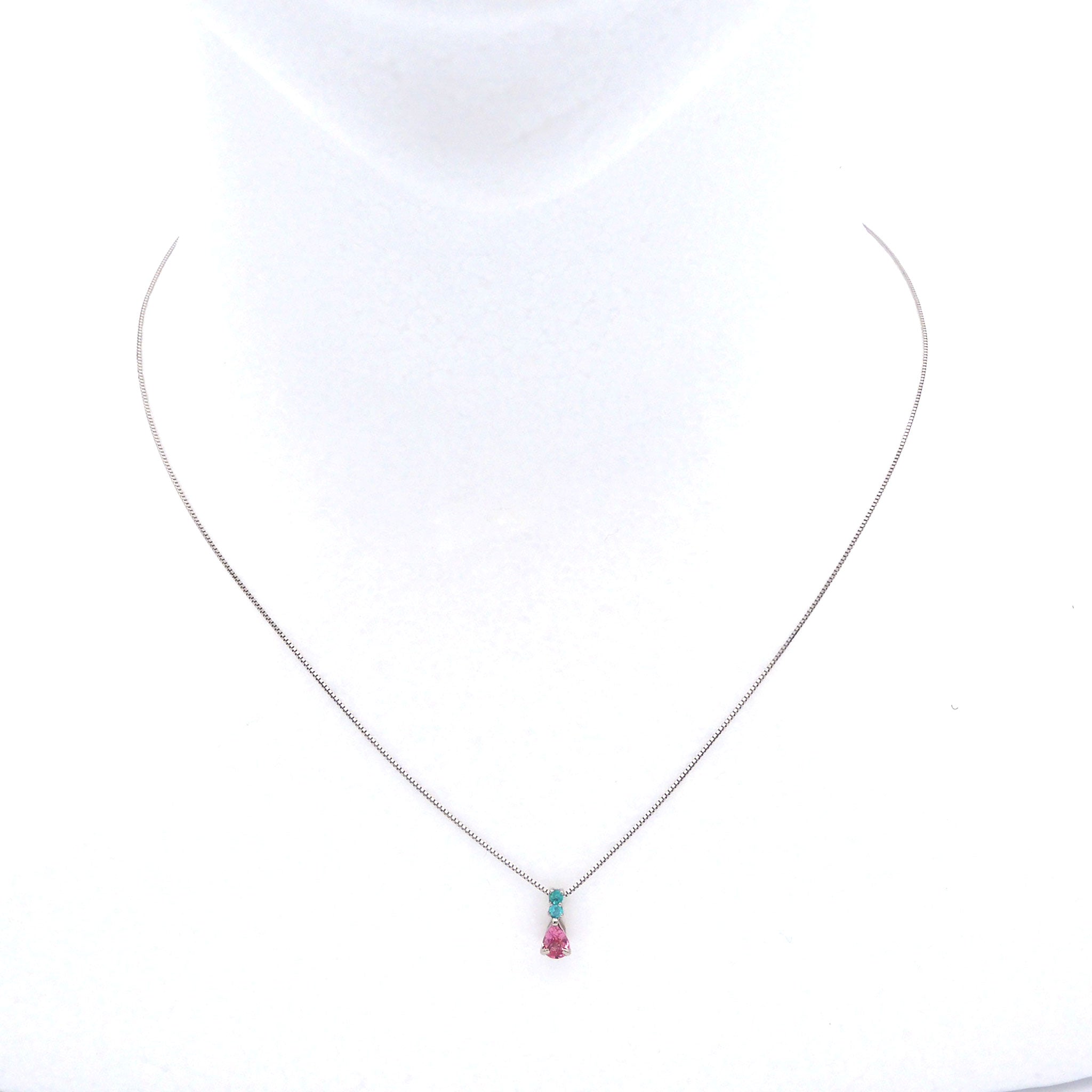 パパラチアサファイア/パライバトルマリン プラチナネックレス(9月誕生石/鑑別書付)《25V00503》