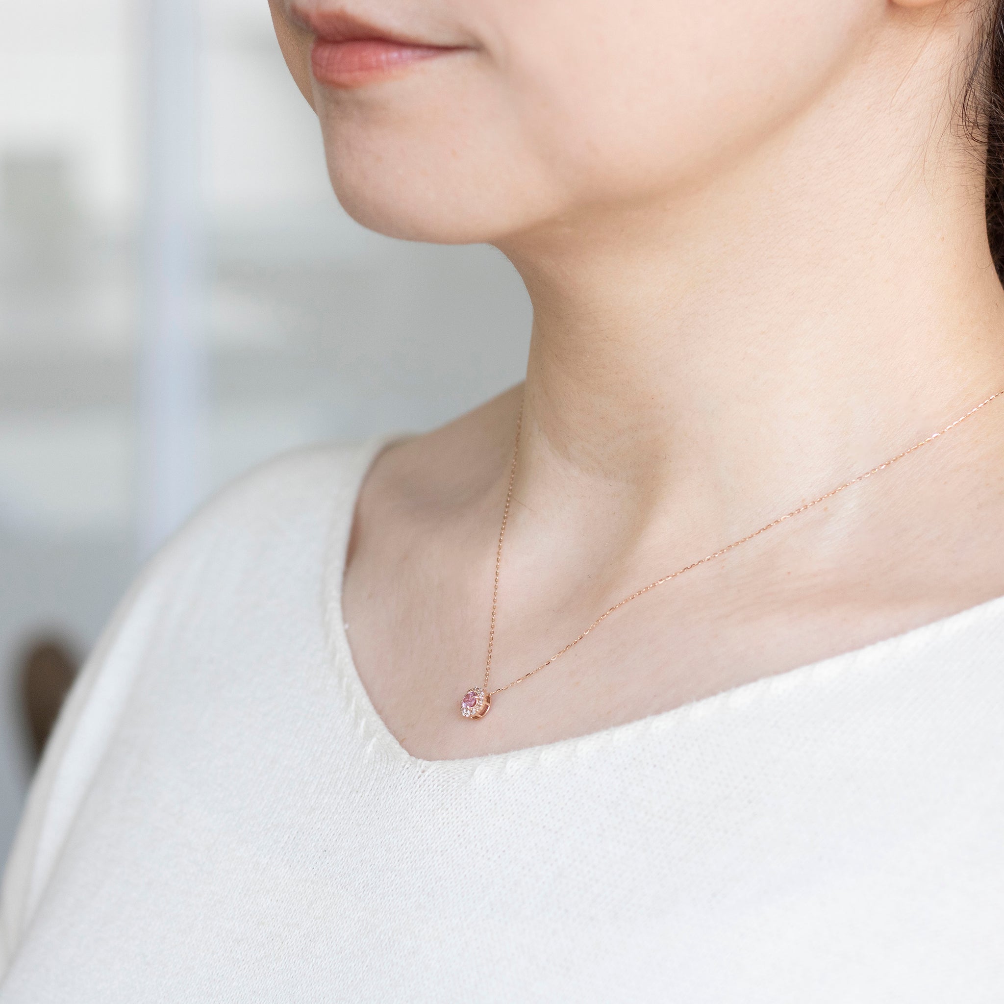 パパラチアサファイア/ダイヤモンド K18ネックレス(9月誕生石/鑑別書付)《25V00504》